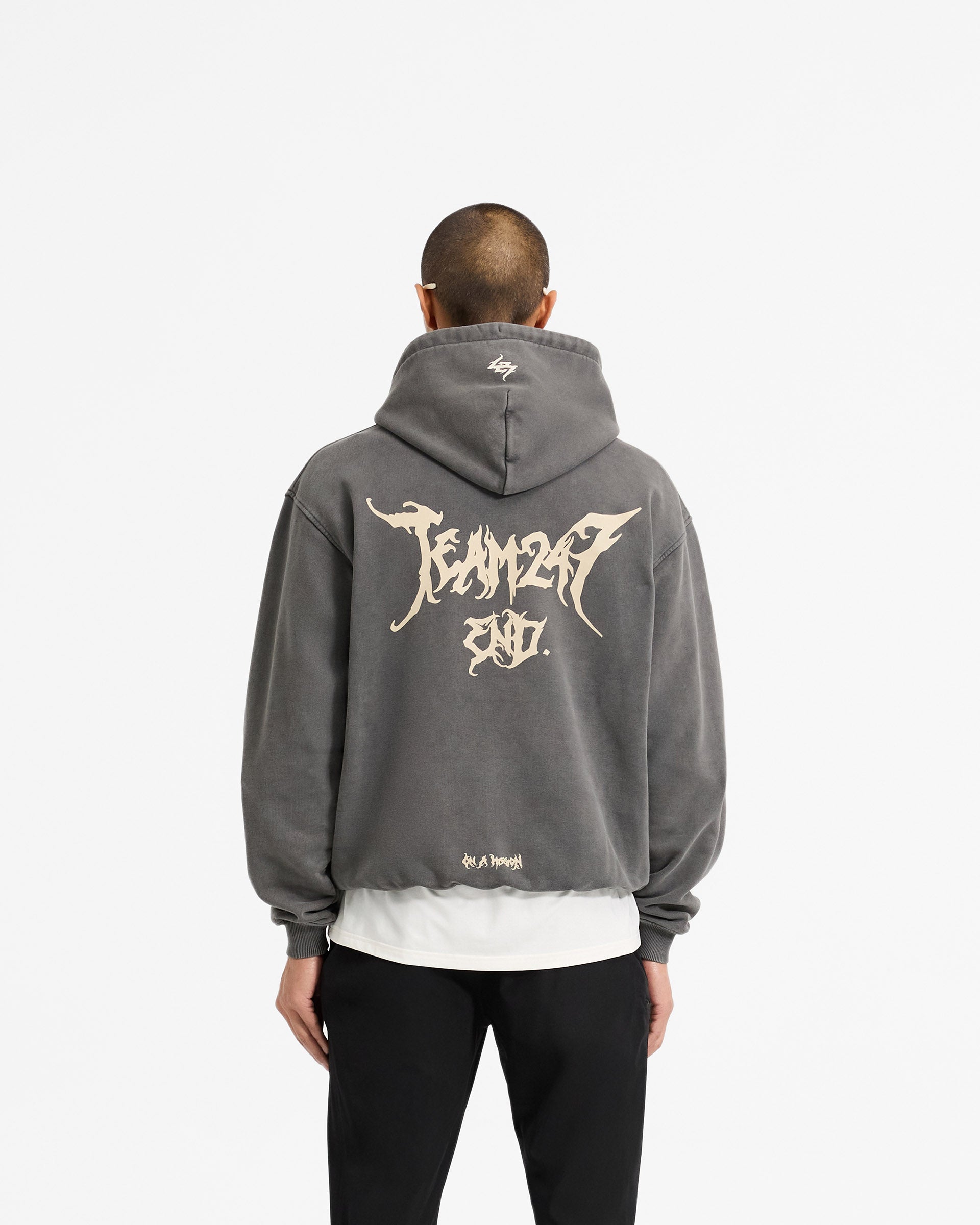 Team 247 X END Oversized Hoodie - Washed Grey | Streetwear Unisex Pullover for Men & Women | Perfect for Casual Wear, Gym & Outdoor Activities