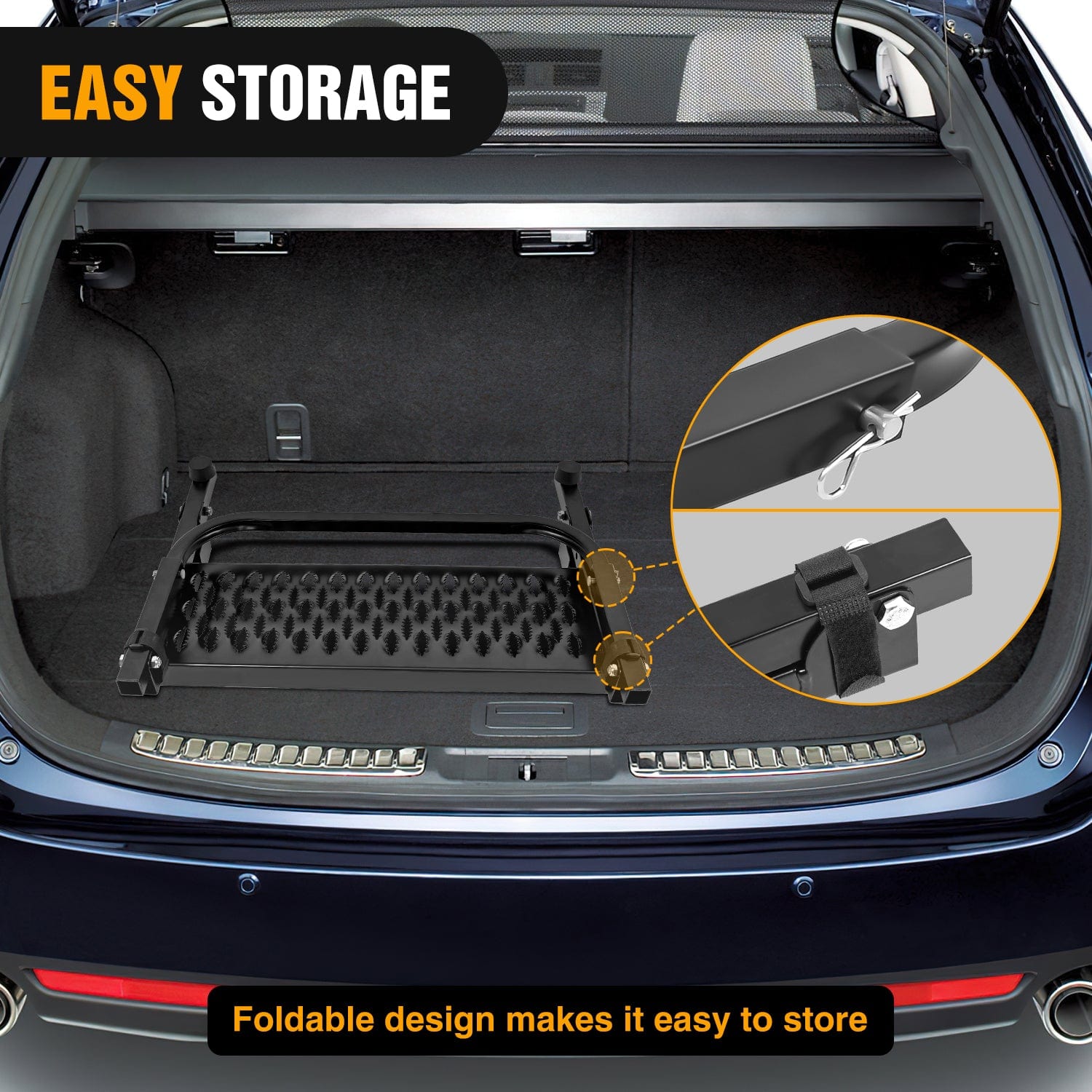Heavy Duty Folding Tire Step - Fits 10 to 14 Inch Wide Tires | Perfect for Truck, SUV & RV Tire Maintenance & Cleaning