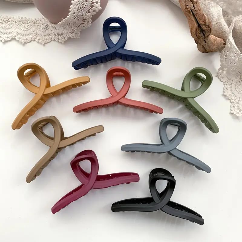 4 Pack Large No Slip Matte Hair Claw Clips for Women & Girls - Strong Hold Butterfly Jaw Clips for Thin, Fine or Thick Hair (Random Colors) | Perfect for Ponytails, Buns & Everyday Hairstyles