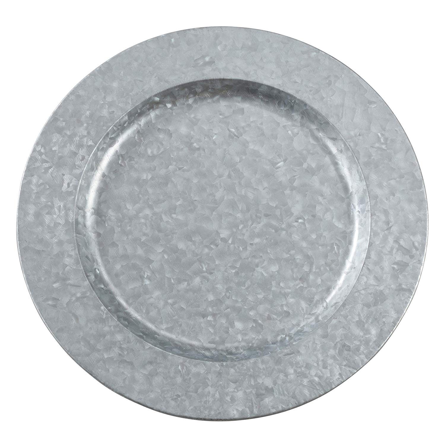 Galvanized Charger Plate Set - 13.2 Inch Round Serving Platters (4-Piece Pack) - Perfect for Weddings, Dinner Parties & Holiday Table Decor