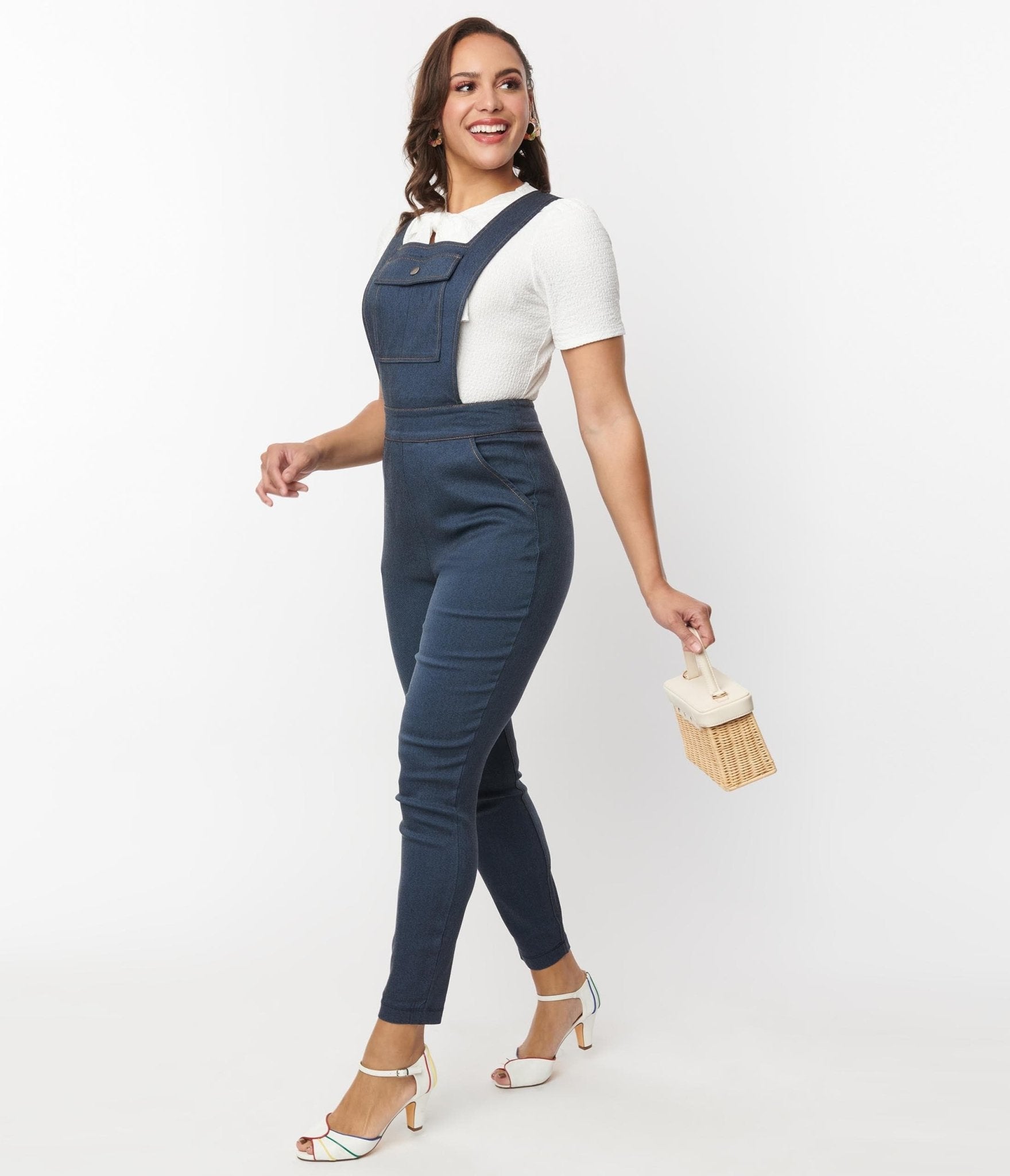 Vintage Dark Denim Overalls for Women - Retro High Waisted Denim Jumpsuit with Adjustable Straps - Perfect for Casual Outings, Music Festivals & Vintage Fashion Lovers