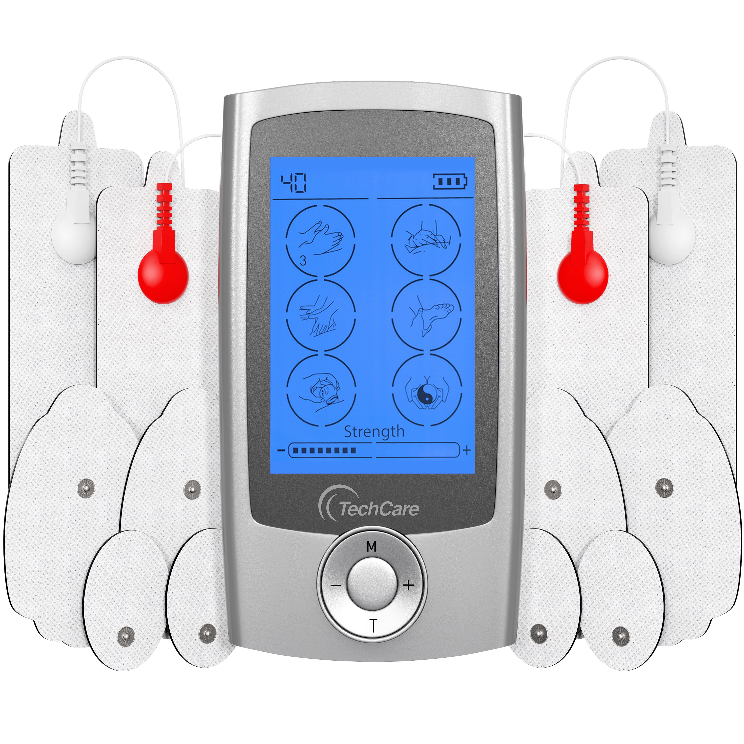 TechCare Pro 24 Modes TENS Unit Muscle Stimulator with 6 Reusable Electrode Pads - Pain Relief for Back, Neck, Shoulder & Joint - Portable EMS Device for Home & Travel Use