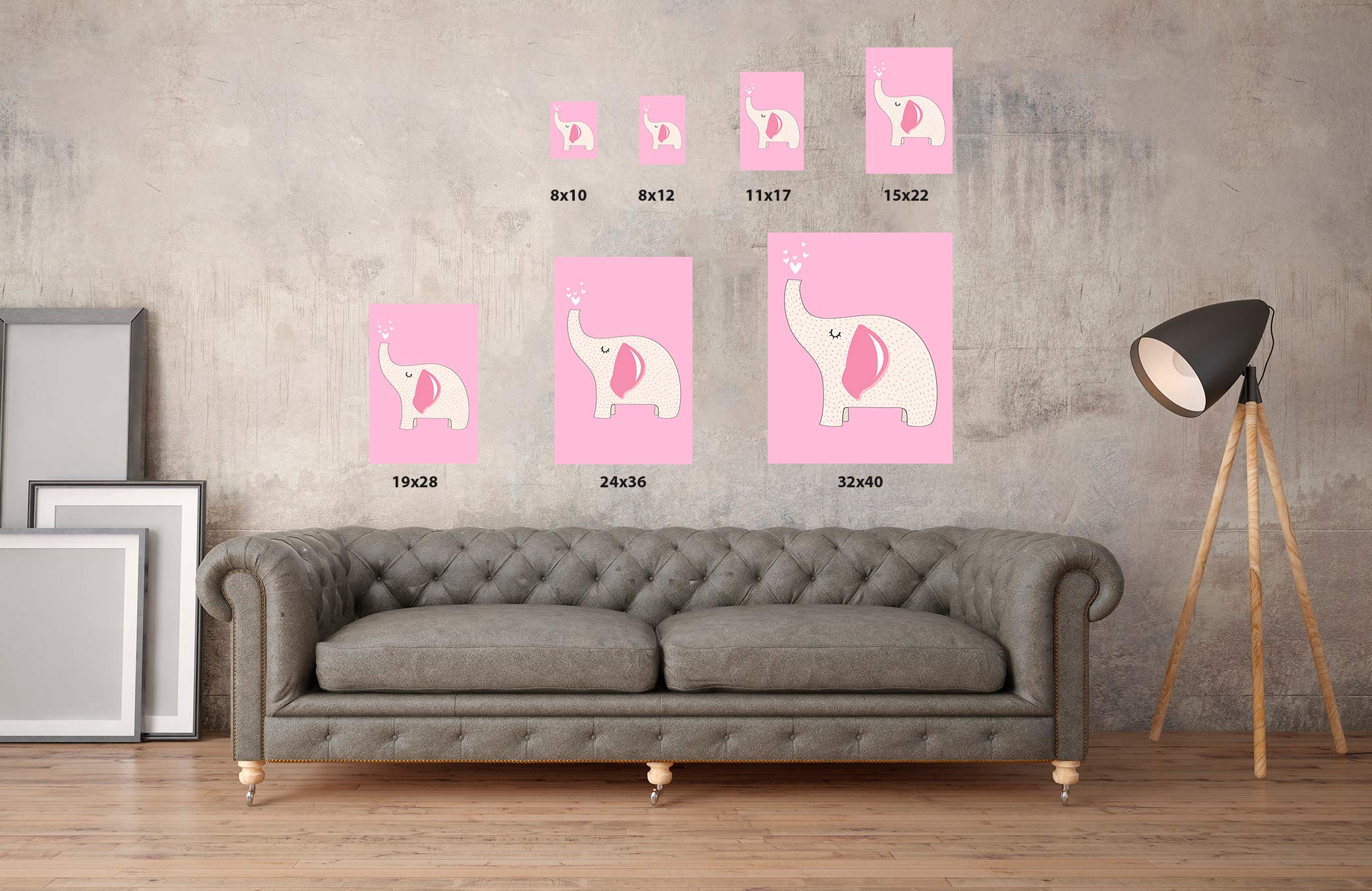 Festive Women's Christmas Sweater & Nursery Wall Art Set - Pink Elephant Kids Room Decor Print 11
