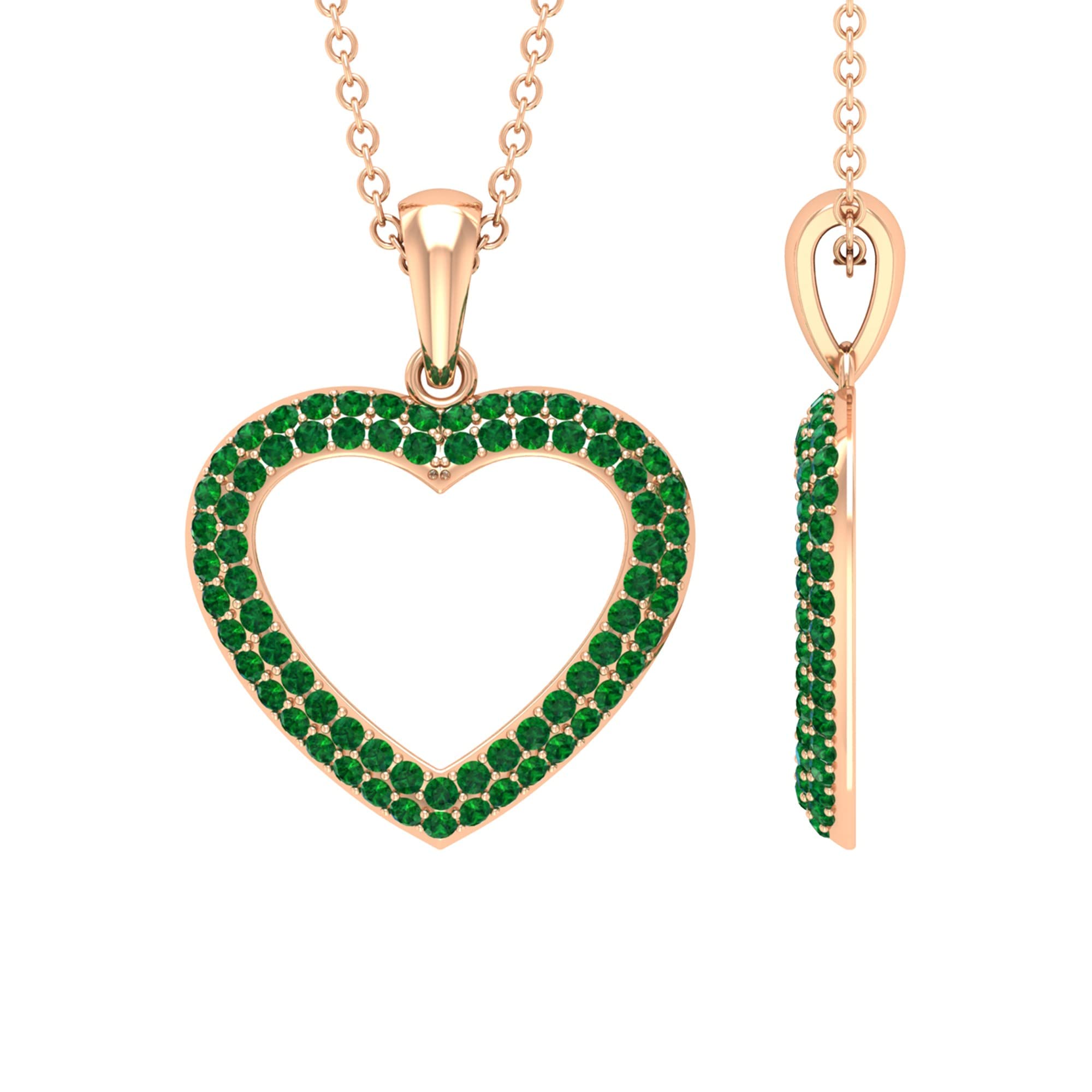 1 CT Natural Emerald Heart Pendant Necklace - 14K Solid Gold May Birthstone Jewelry for Women, Gift for Mother's Day, Anniversary & Valentine's Day | Elegant Everyday Wear & Special Occasions