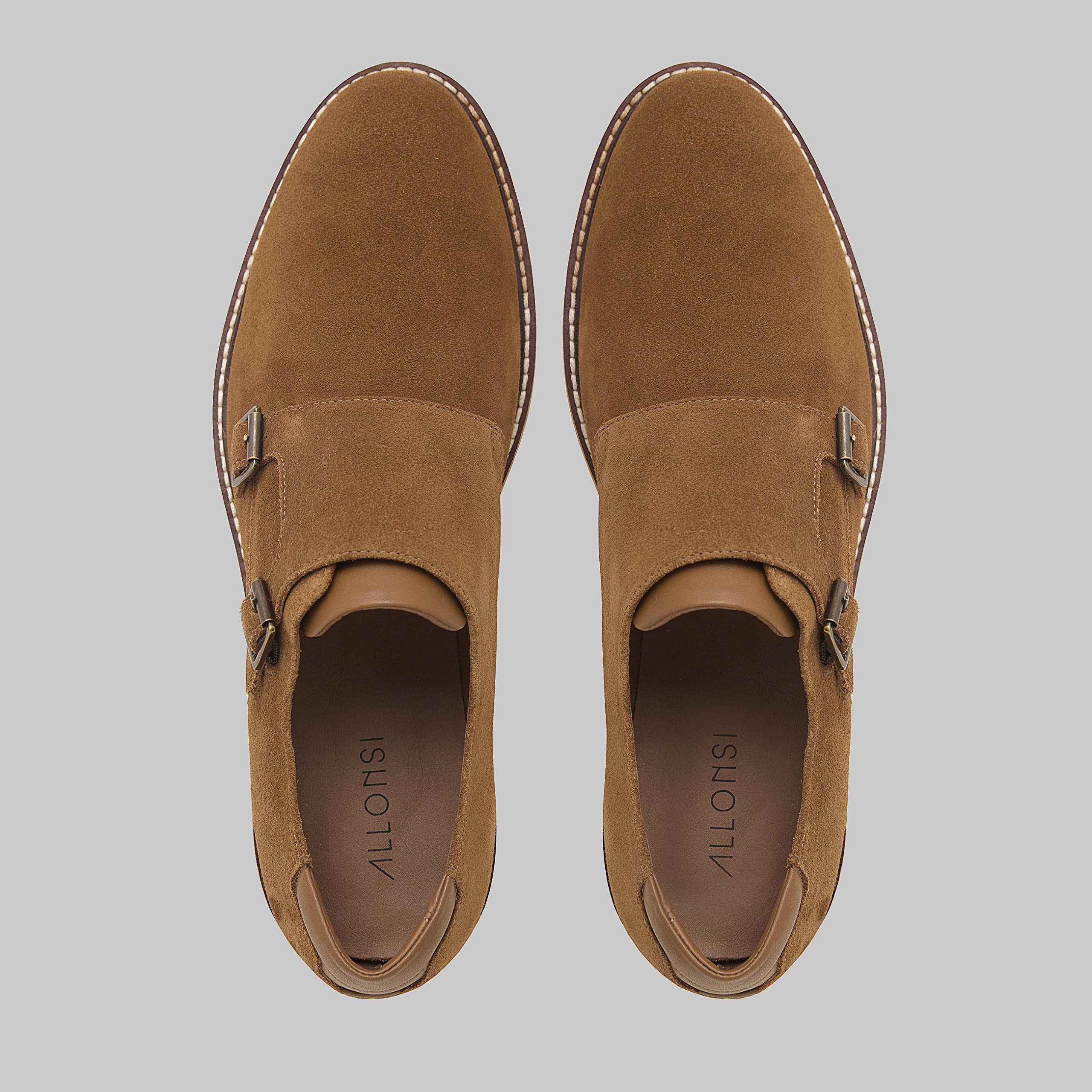 Genuine Leather Suede Dress Shoes for Men - Luxury Handcrafted Monk Strap Casual Shoes with Lightweight EVA Sole & Plain Toe - Perfect for Office, Wedding & Formal Events