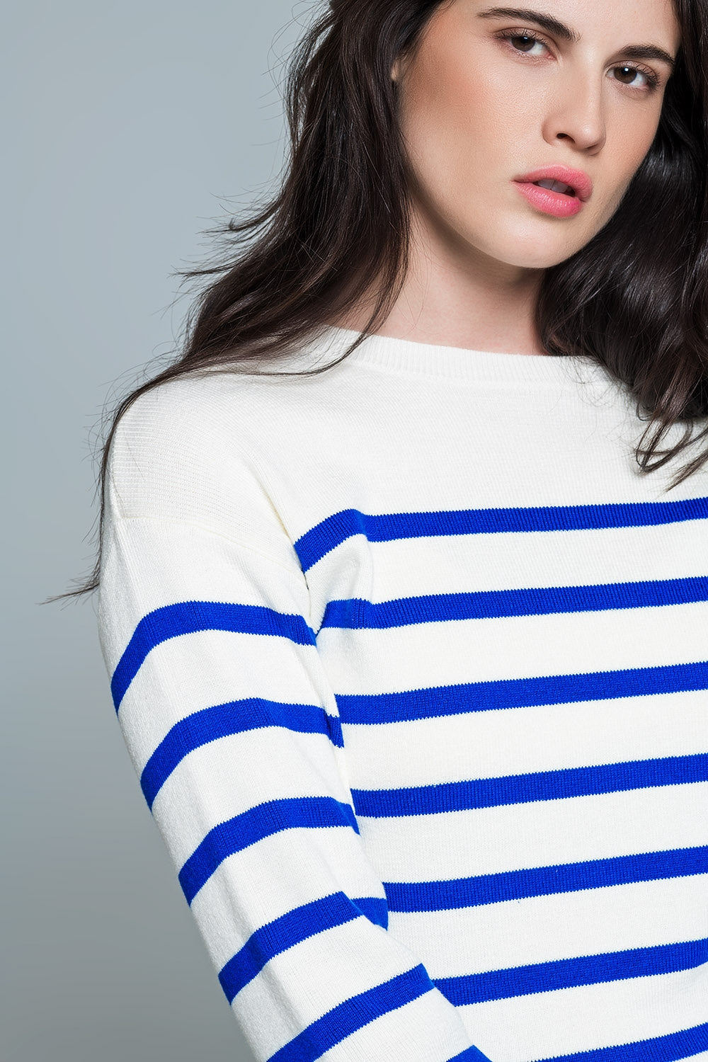 Women's White Button-Down Shoulder Stripe Blouse - Casual Office Wear & Spring Outfits