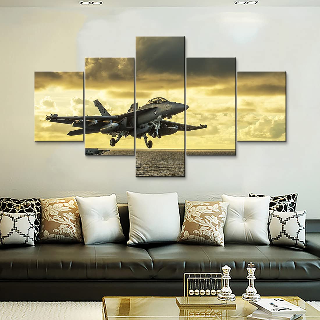 YOUHONG 5-Piece F-4 Phantom II Fighter Jet Wall Art Set - 70''W x 40''H Aviation Military Decor Posters for Home, Office & Man Cave - Perfect for Veterans, Pilots & Aviation Enthusiasts