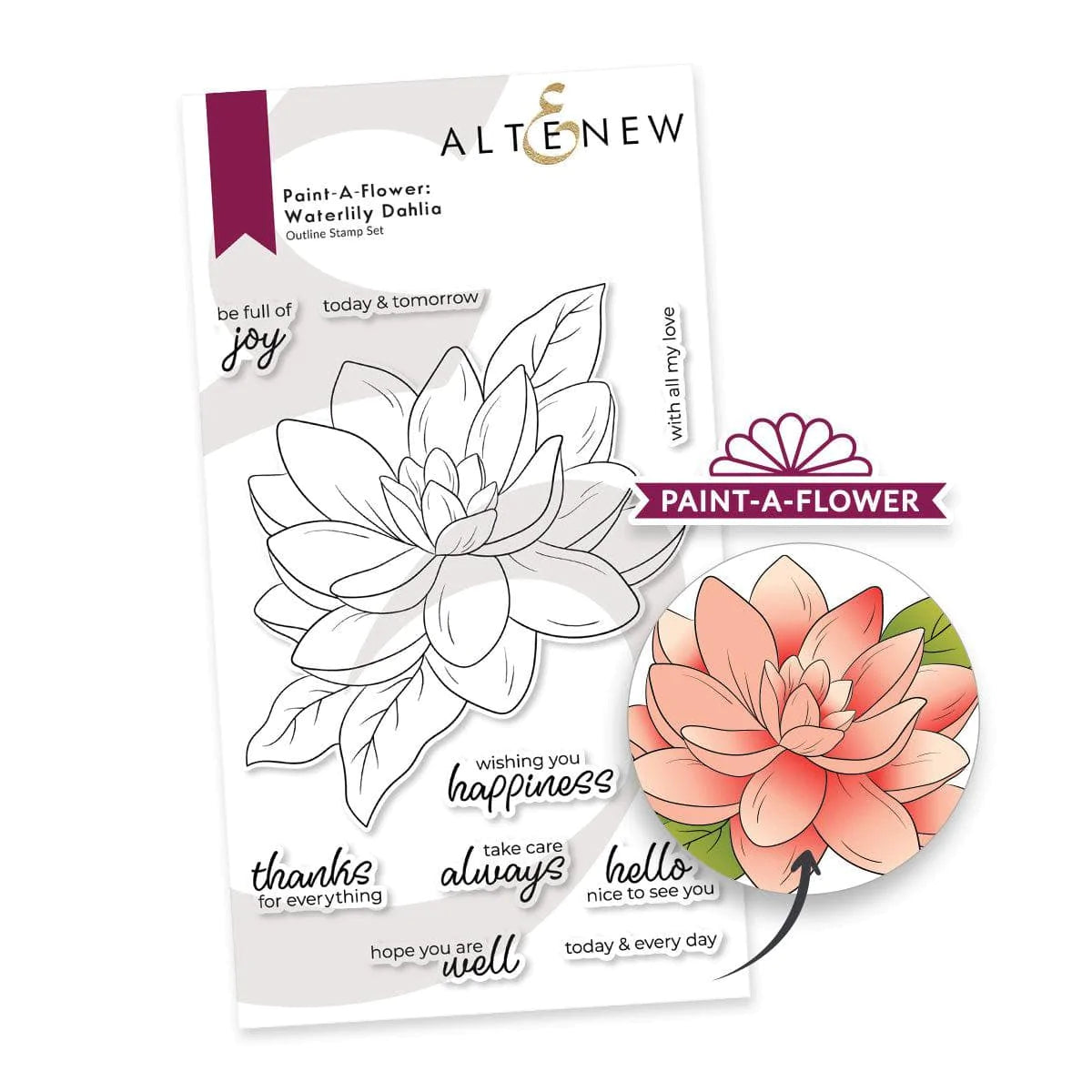 Waterlily Dahlia Outline Stamp Set for Painting - DIY Floral Art Stamps for Scrapbooking, Card Making & Home Decor
