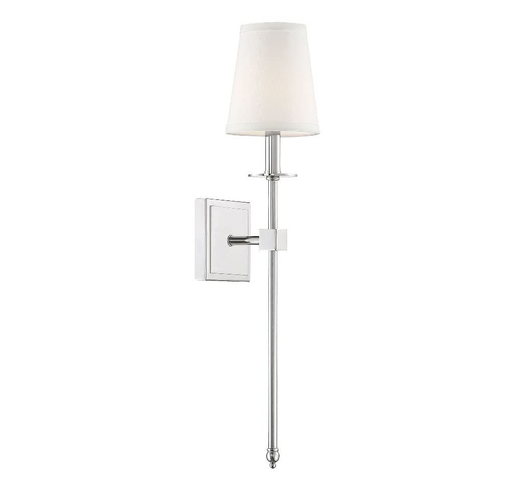 Bohemian Metal Crystal Wall Sconce with White Fabric Shade - 24