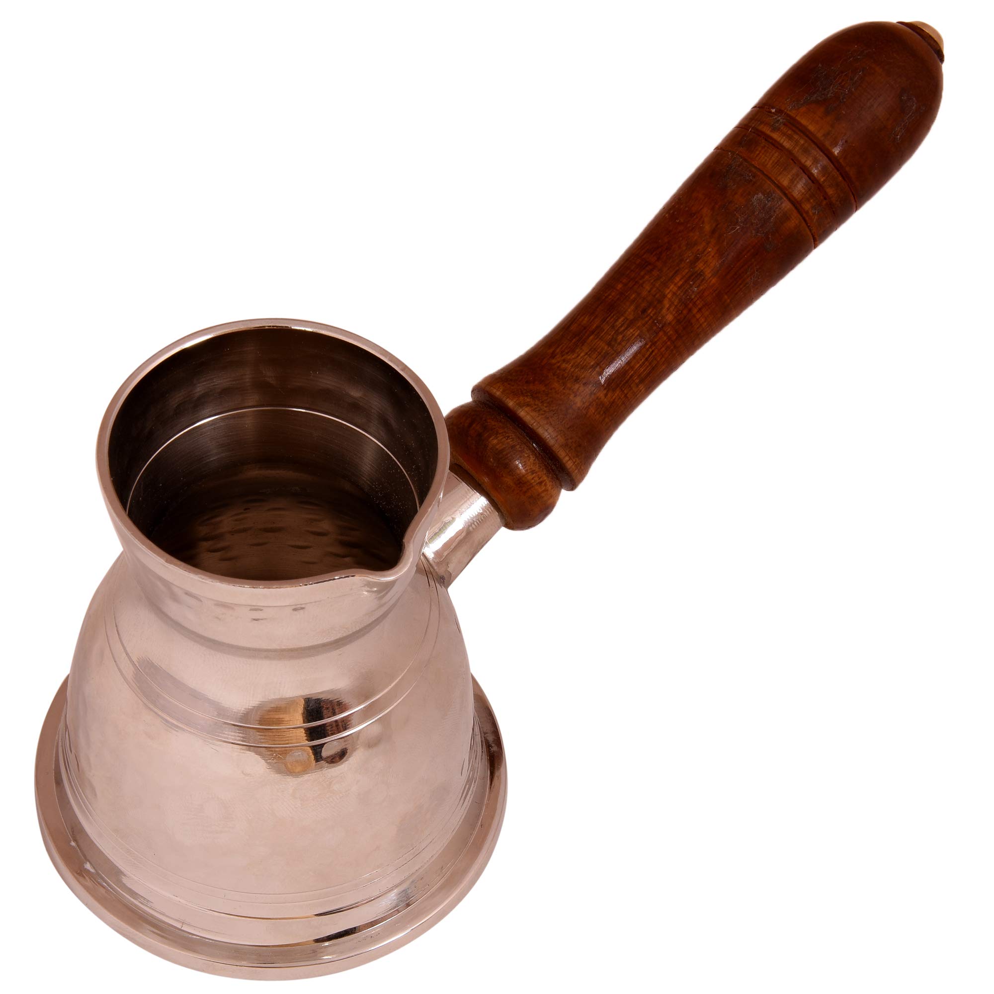 Premium Hammered Brass Turkish Coffee Pot - 8 oz Cezve Ibrik with Wooden Handle for Authentic Greek & Arabic Coffee Brewing - Perfect for Home, Office & Gift Giving