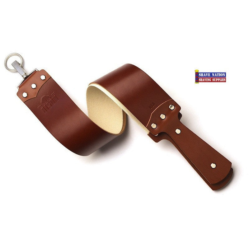 Ezra Arthur Bison USA 2.5 Inch Cognac English Bridle Leather Strop for Razor Sharpening & Knife Honing - Premium Shaving Accessory for Barbers & Grooming Enthusiasts