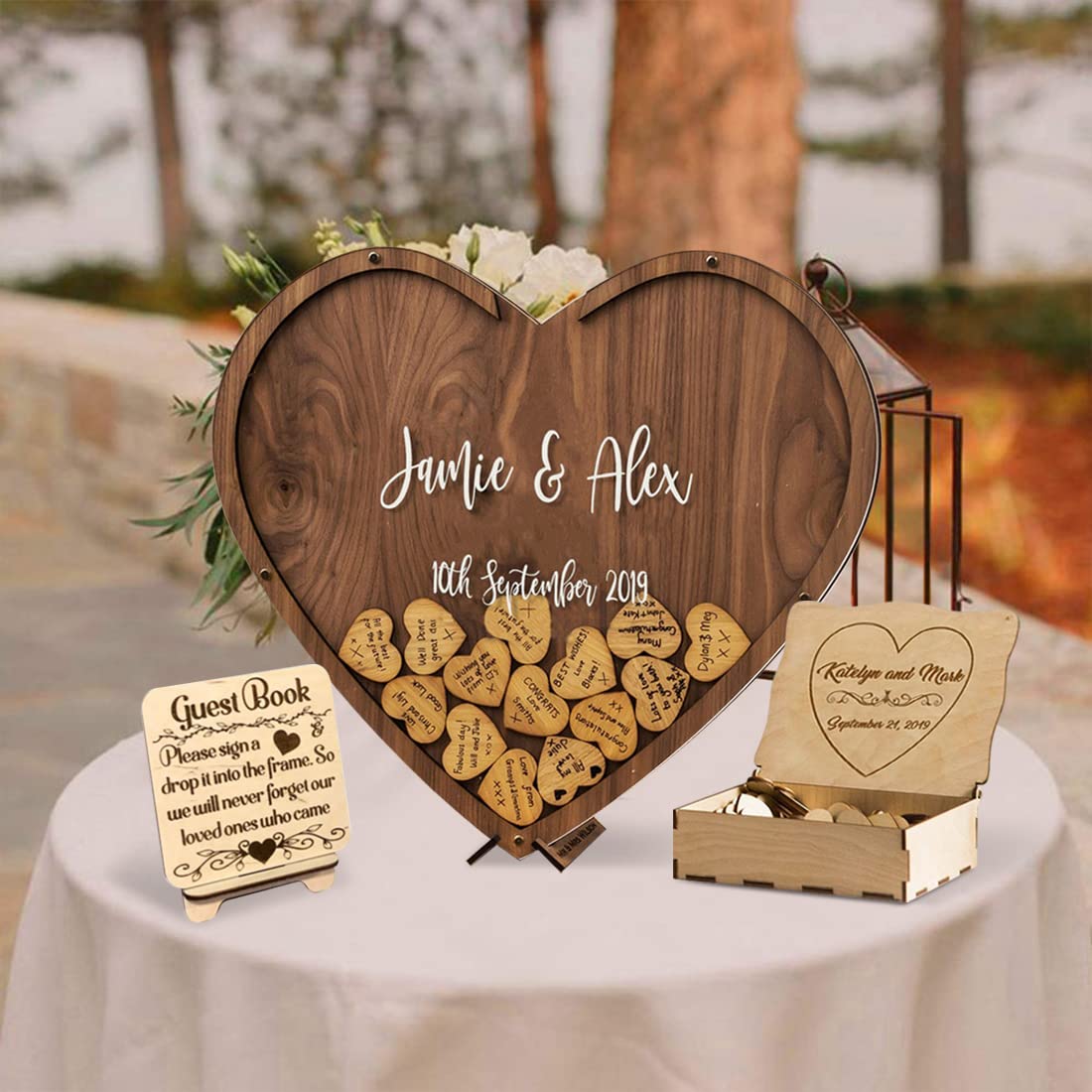 Personalized Heart Wedding Guest Book Alternative - Unique Guest Book Frame with Hearts for Wedding Reception Decorations - Perfect for Bridal Showers, Anniversaries, and Romantic Events