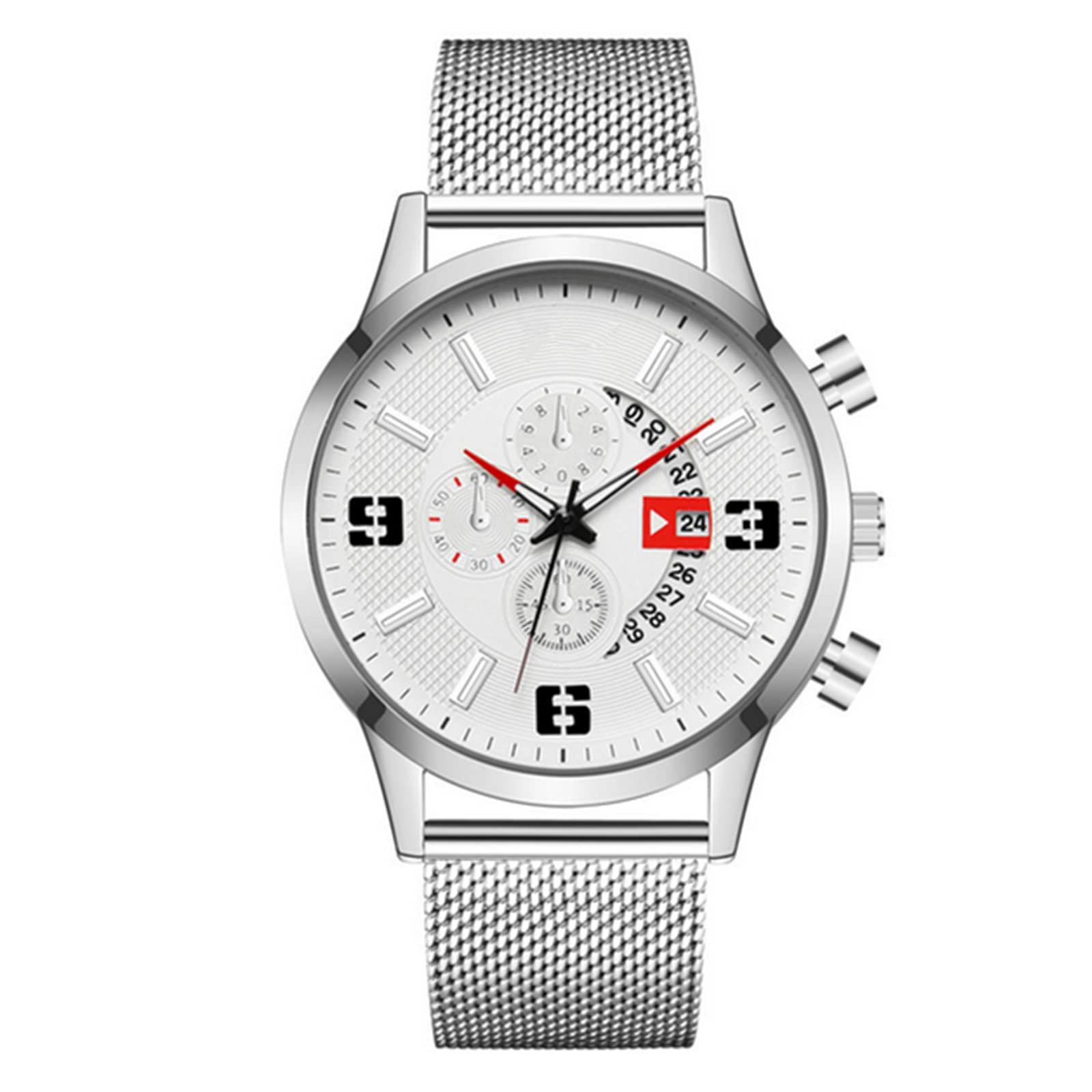 FSSQY Ultra Thin Mesh Strap Digital Quartz Watch for Men - Waterproof Sports & Business Calendar Watch - Perfect for Gym, Running, Office & Casual Wear