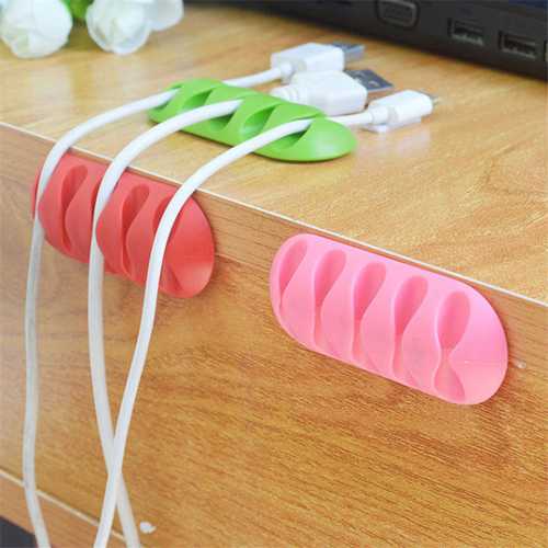 Bakeey 5-Slot Sticky Silicone Desktop Organizer - Earphone & USB Cable Holder for Desk, Office, Home, and Car Use - Perfect for Cable Management and Workspace Organization
