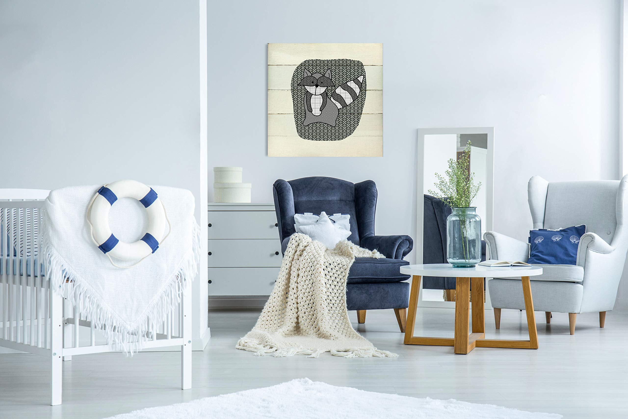 Woodland Creatures Raccoon Wall Art - 24x24 Inch Nursery Decor, Kids Room & Playroom Animal Themed Painting - Perfect for Baby Shower Gifts & Children's Bedroom Decoration