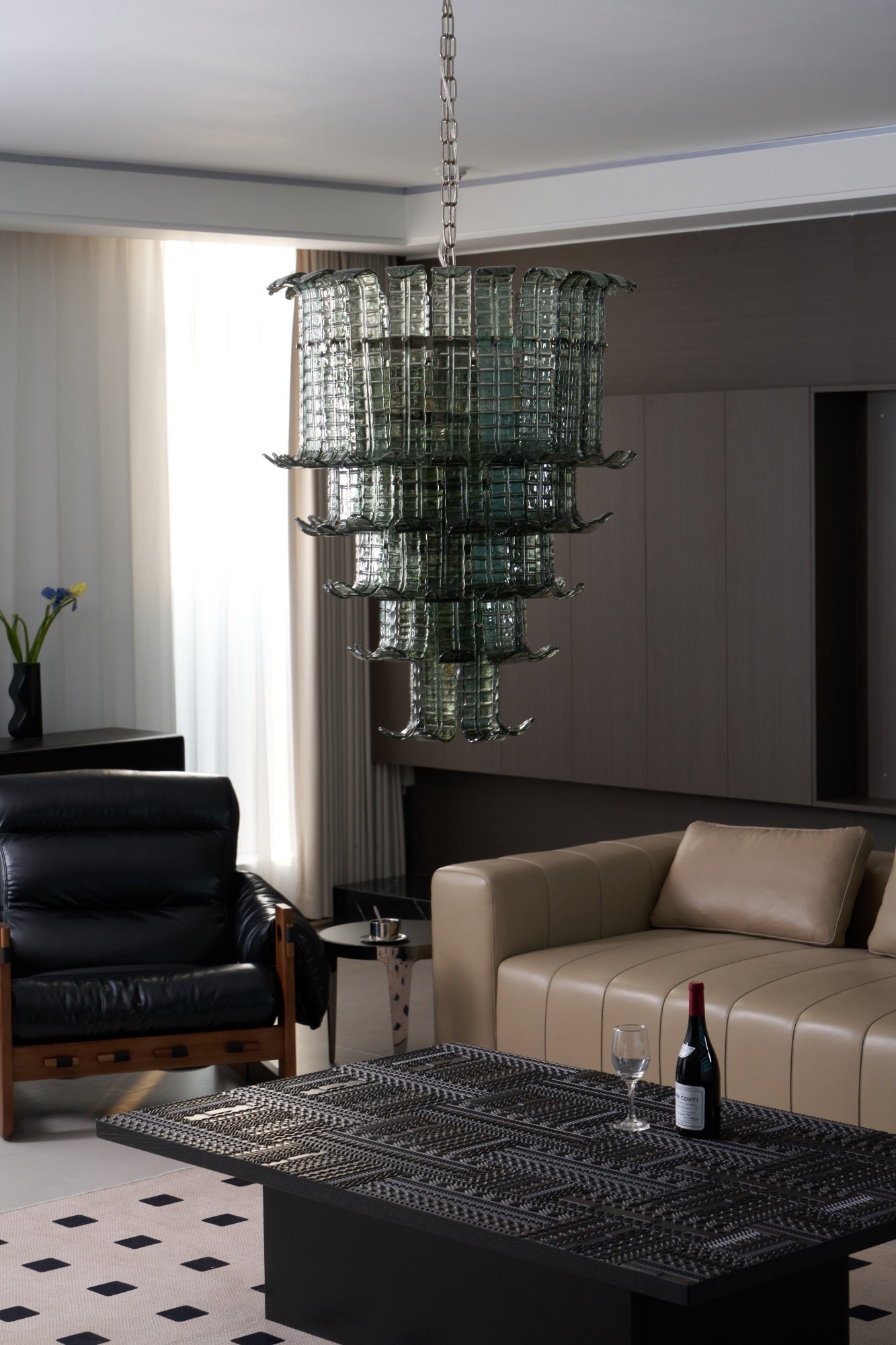 Elegant Cascade Murano Glass Chandelier - Handcrafted Italian Lighting Fixture for Dining Room, Living Room & Bedroom Decor