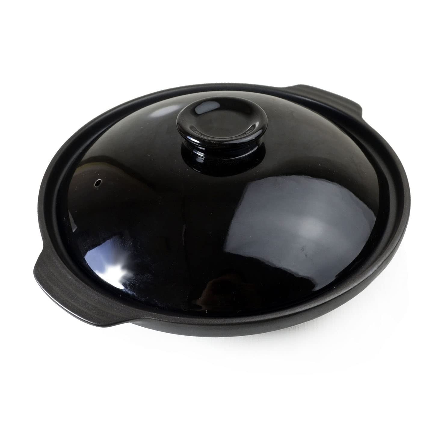 Premium Heat-Resistant Ceramic Casserole Pot with Lid - 8 Inch Black Clay Saucepan for Cooking Soup, Stew & Baking - Ideal for Oven, Stovetop & Serving Dishes