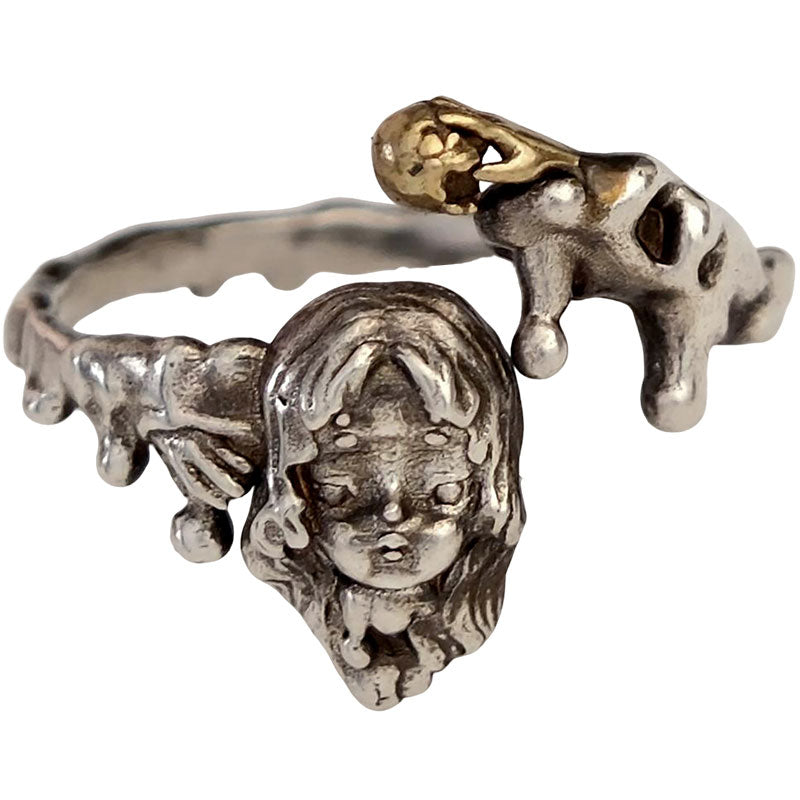 QUANDO Wraith Dance Dark Fantasy Skeleton Sterling Silver Ring for Men & Women - Gothic Jewelry for Halloween, Cosplay, and Alternative Fashion