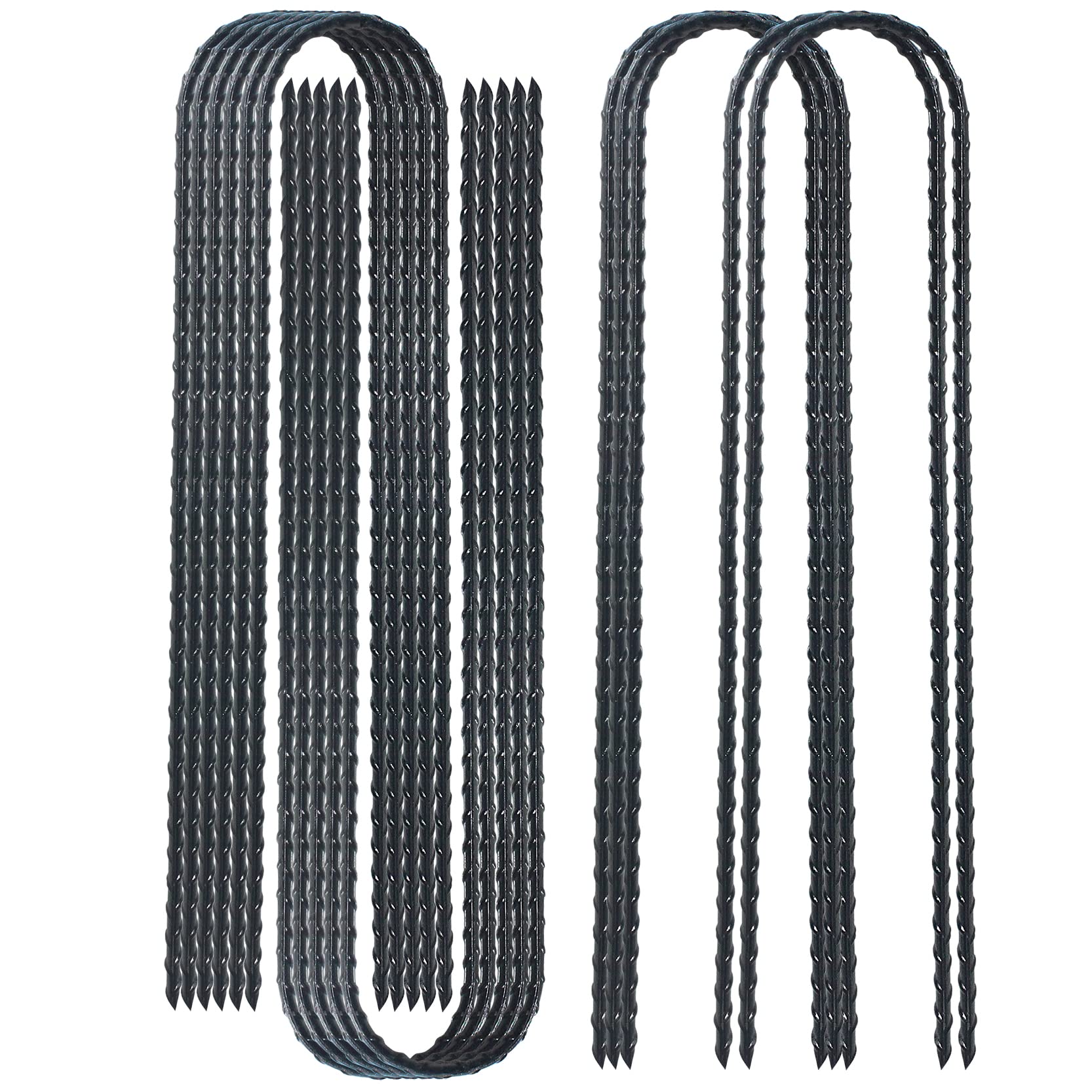 DTANX 12 Pack 12 Inch Heavy Duty Rebar Stakes - Black Steel Ground Anchors for Trampoline, Garden, Tent & Outdoor Use | Secure Anchoring for Windy Conditions & Uneven Terrain