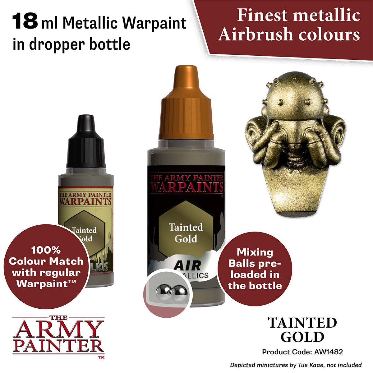 Warpaints Air Metallics: Tainted Gold - Premium Metallic Paint for Miniatures & Models - Perfect for Warhammer, D&D, and Cosplay Projects