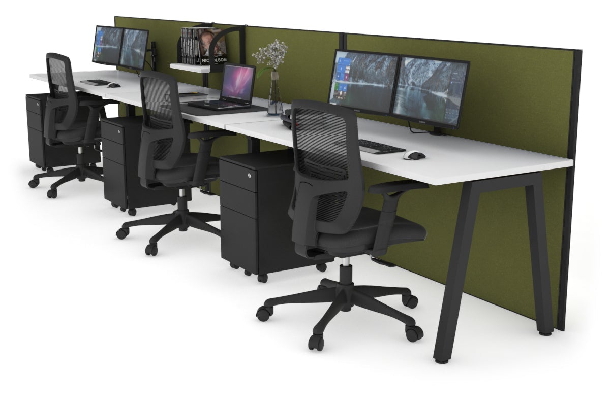 Horizon Quadro 3-Person Office Workstation Desk - 1200L x 700W Large Workspace for Collaborative Teams | Perfect for Shared Office Spaces & Coworking Environments
