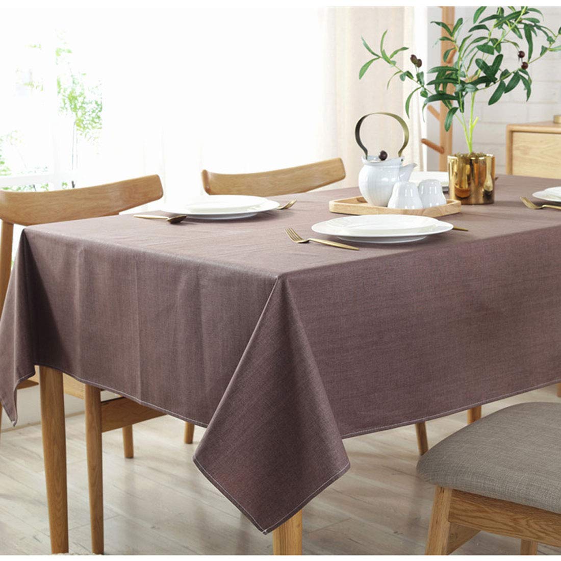 Premium Solid Tablecloth - Stain Resistant, Spill-Proof & Waterproof Kitchen Table Cover - 53
