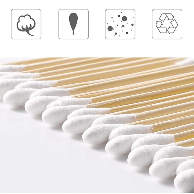 Organic Bamboo Cotton Swabs for Ear Cleaning - 100% Pure & Soft Premium Cotton Buds, 1500 Sticks (3000 Tips) - Gentle Baby Hygiene & Care, Eco-Friendly Ear Cleaner - Perfect for Makeup Removal, First Aid, and Crafting (Pack of 20)