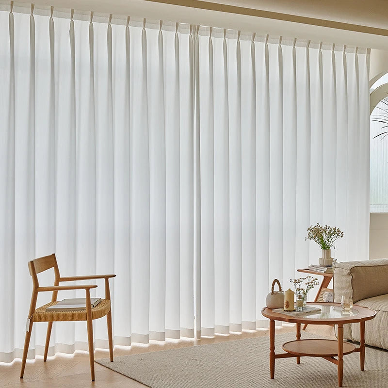 Anna White Polyester Blackout Curtains - Scratch Resistant & Light Filtering Custom Window Treatments for Living Room, Bedroom & Nursery
