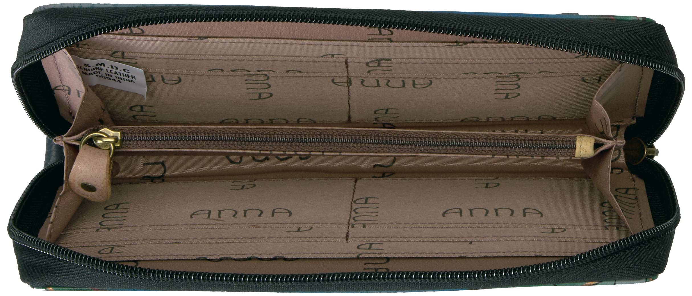 Anuschka Hand Painted Leather Zip-Around Clutch Wallet for Women - Anna Collection | Stylish Crossbody Purse for Evening Parties, Date Nights & Special Occasions