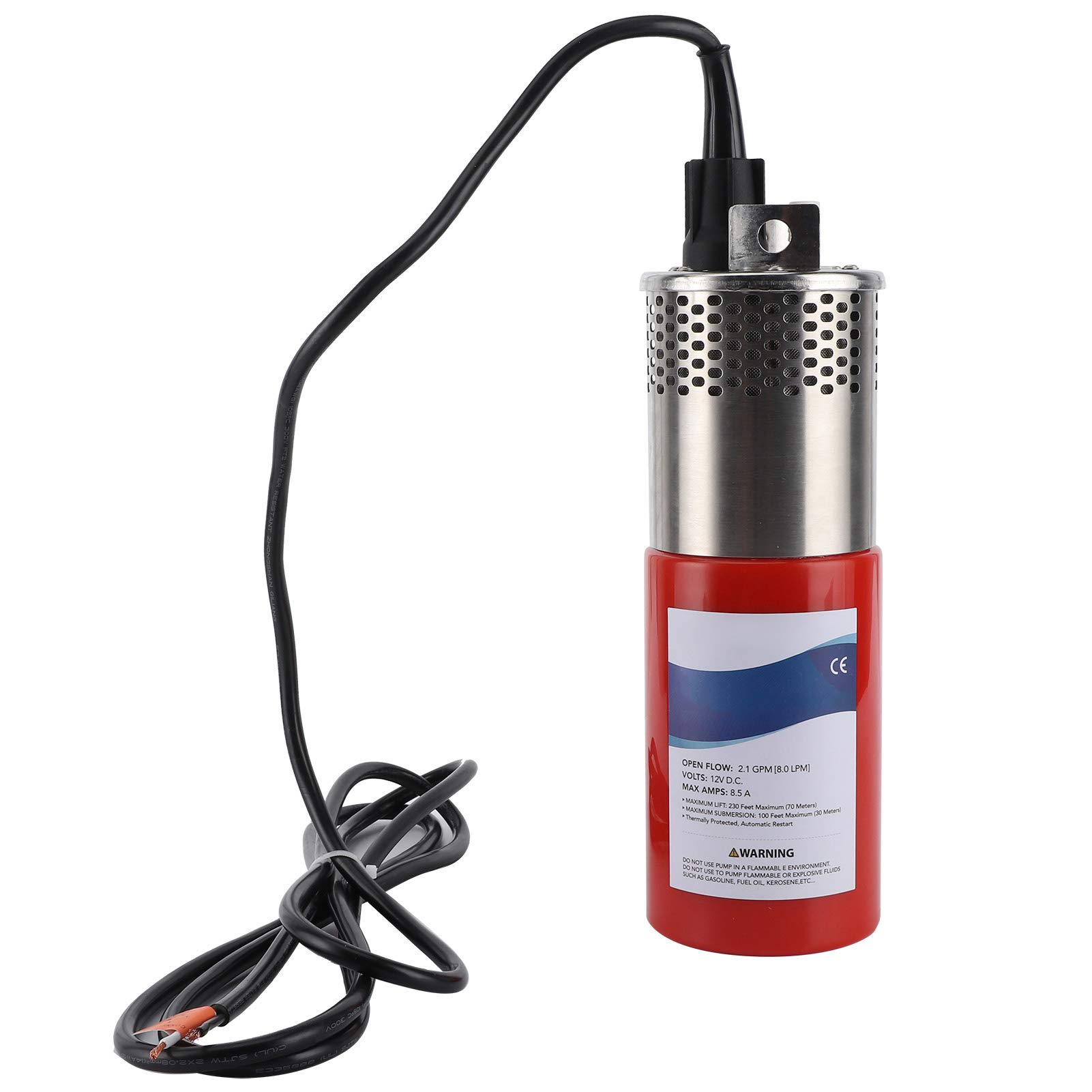AQXREIGHT 12V DC 120W Stainless Steel Solar Submersible Pump - Deep Well Water Pump with 230ft/70m Lift & 3.2GPM Flow Rate - Ideal for Off-Grid Homes, Farms, and Irrigation Systems