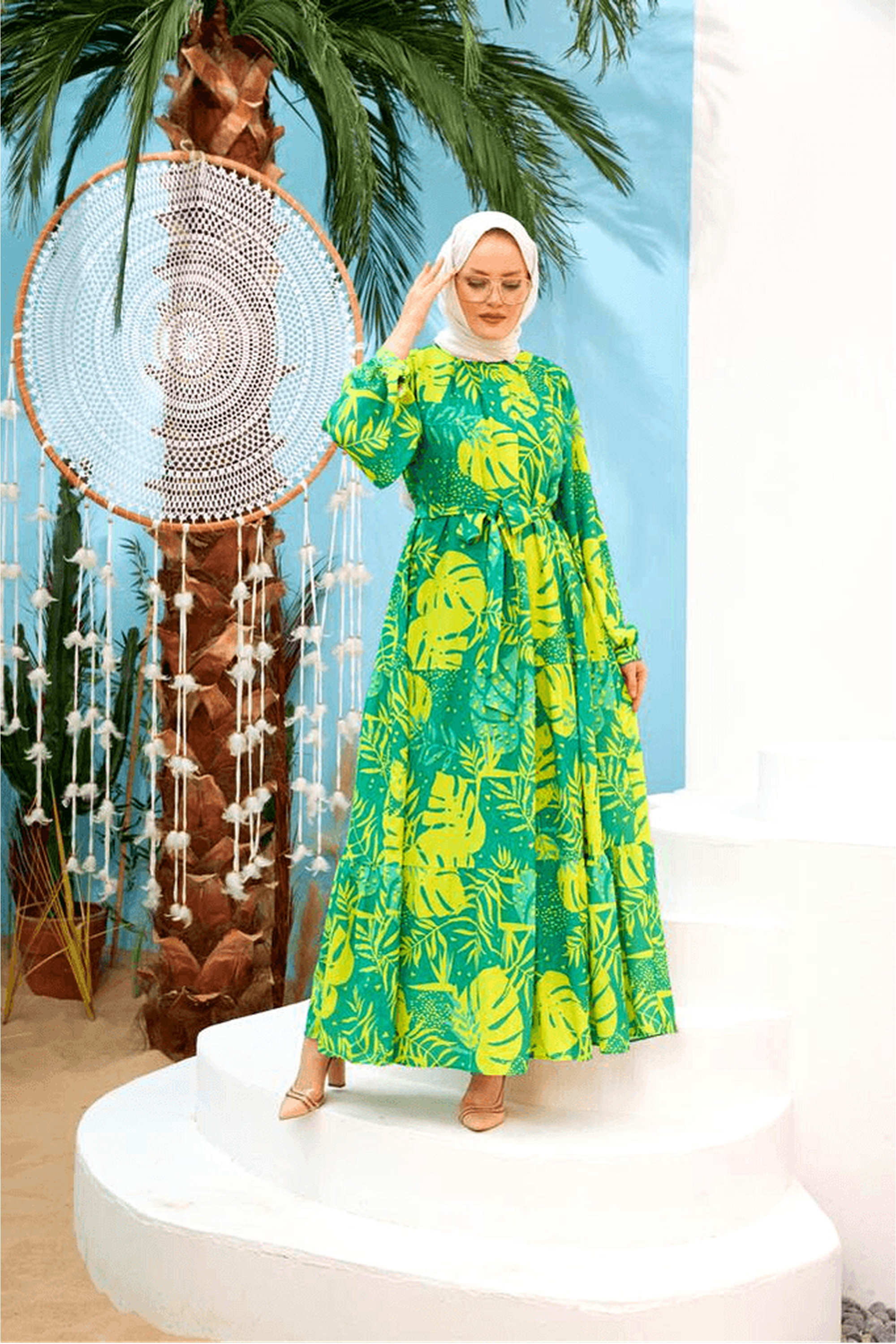 Maui Lime Green Maxi Dress with Detailed Side Design & Long Sleeves | Flowy Summer Beach Dress for Women | Perfect for Vacations, Weddings & Boho Outfits