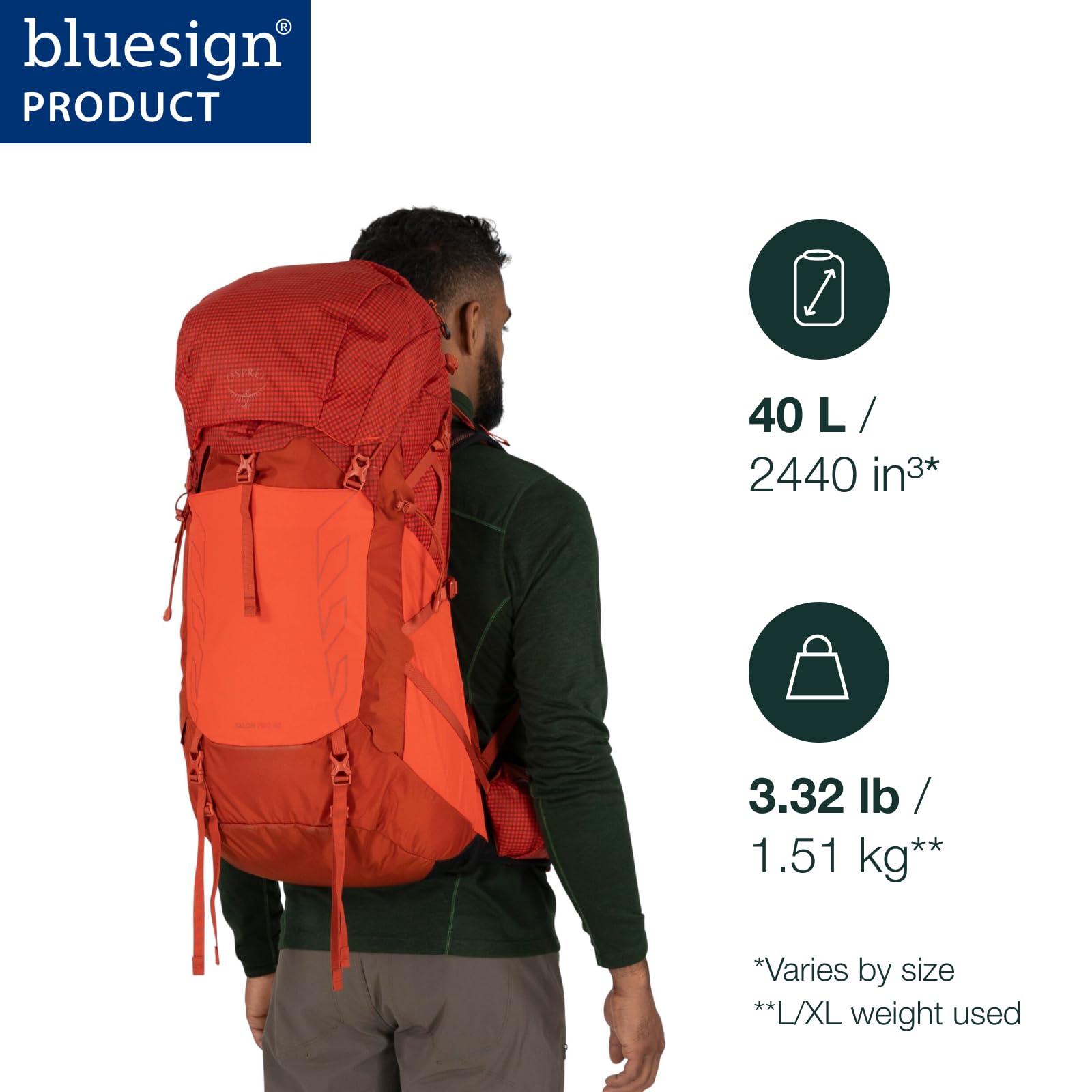 Osprey Talon Pro 40L Men's Hiking Backpack with Hipbelt - Lightweight Trekking Pack for Outdoor Adventures, Mars Orange, S/M - Perfect for Day Hikes, Camping & Travel Gear