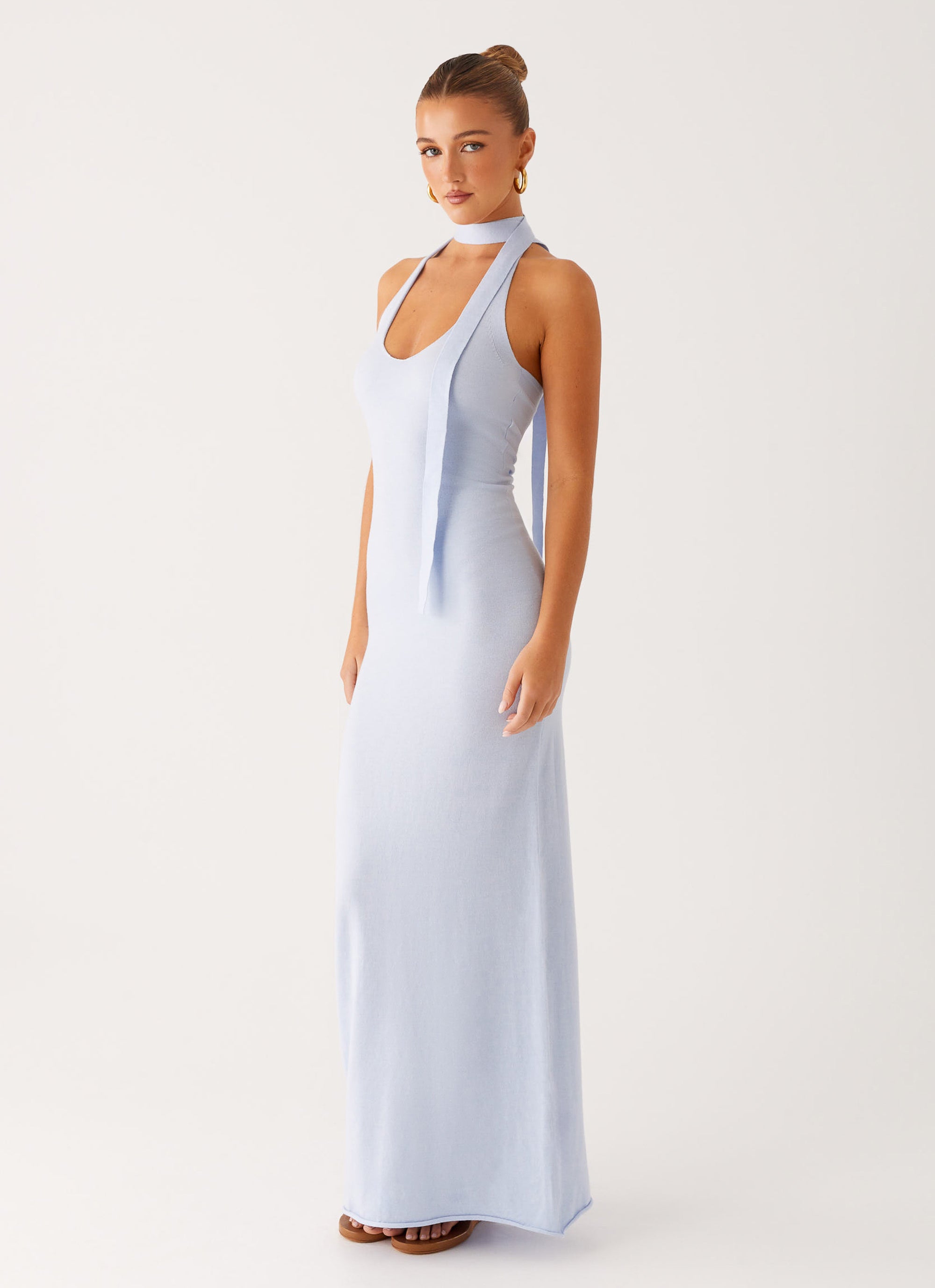 Eddie Knit Maxi Dress for Women - Soft Stretchy Long Blue Dress for Summer, Beach, Vacation & Casual Wear