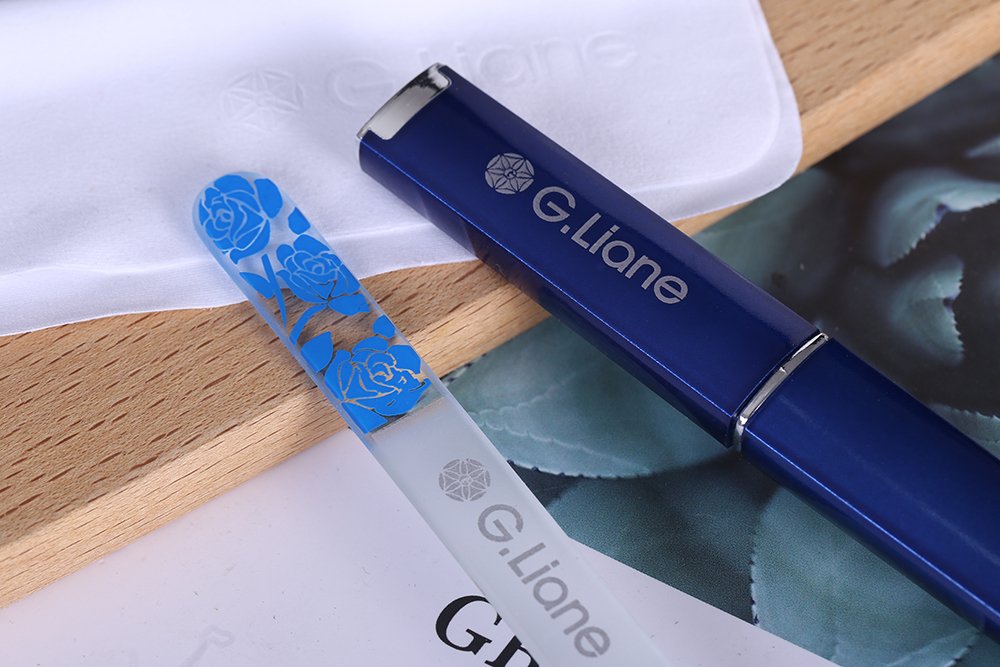 Professional Crystal Nail File Set - Natural & Acrylic Nails Manicure Pedicure Kit with Rose Blue Design | Home & Salon Use | Perfect for Nail Care, Gels, and DIY Manicures
