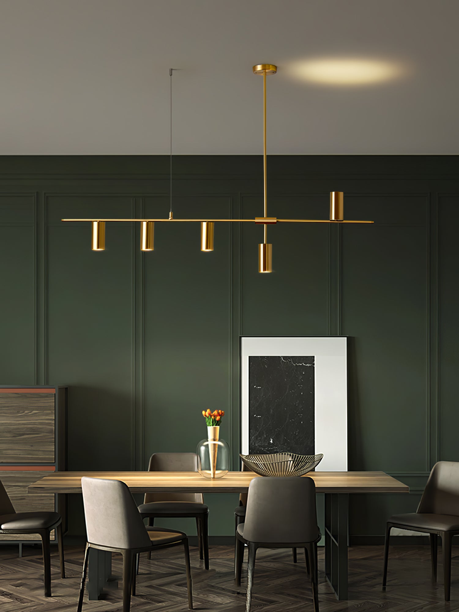 Cassandra Linear Chandelier - Modern 6-Light LED Pendant Lighting Fixture for Dining Room, Kitchen Island & Living Room Decor
