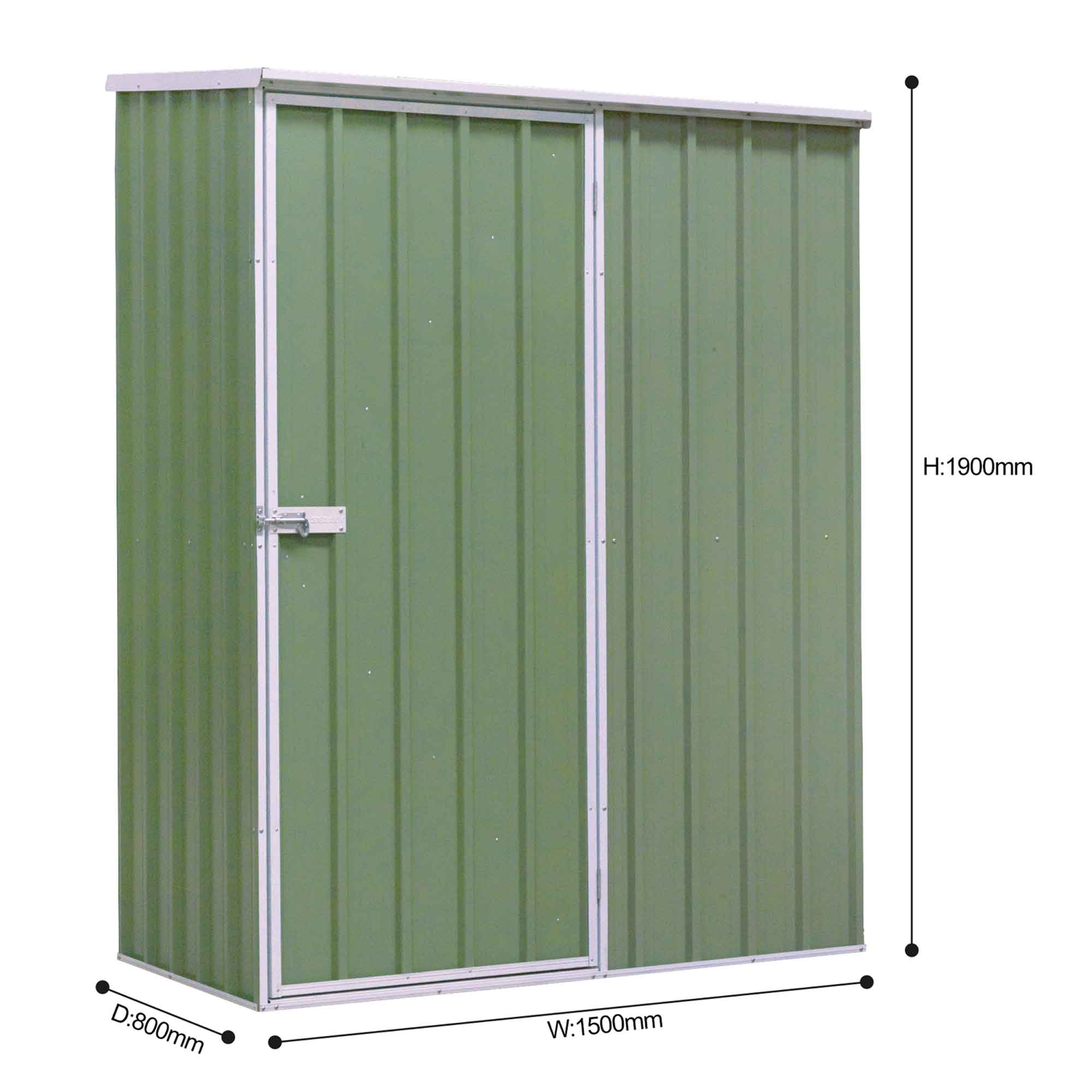5FT x 2.5FT Galvanized Steel Outdoor Storage Shed with Pent Roof - Heavy Duty Garden Shed for Patio, Backyard & Lawn Equipment Storage (Green, Model DG113)