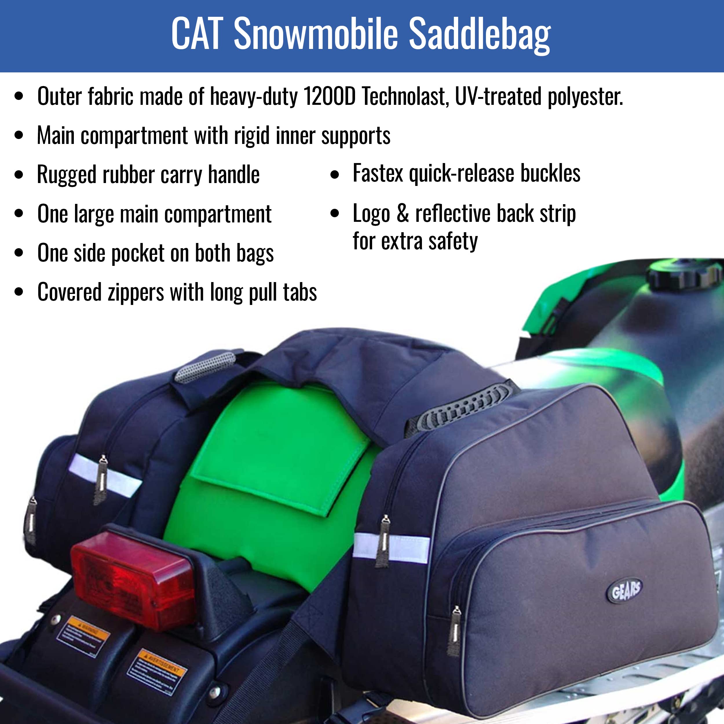 GEARS CAT Snowmobile Saddlebag - Durable Waterproof Storage Bag for Firecat, Sabrecat & Polaris Super Sport | Perfect for Winter Trail Rides & Snowmobile Adventures