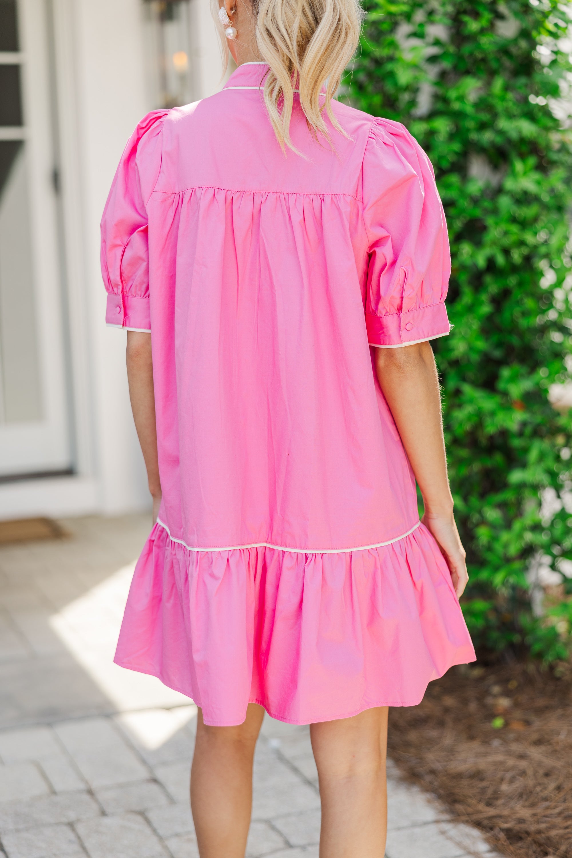 Stylish Pink Button Down Dress for Women - Perfect for Office, Date Night & Casual Outings