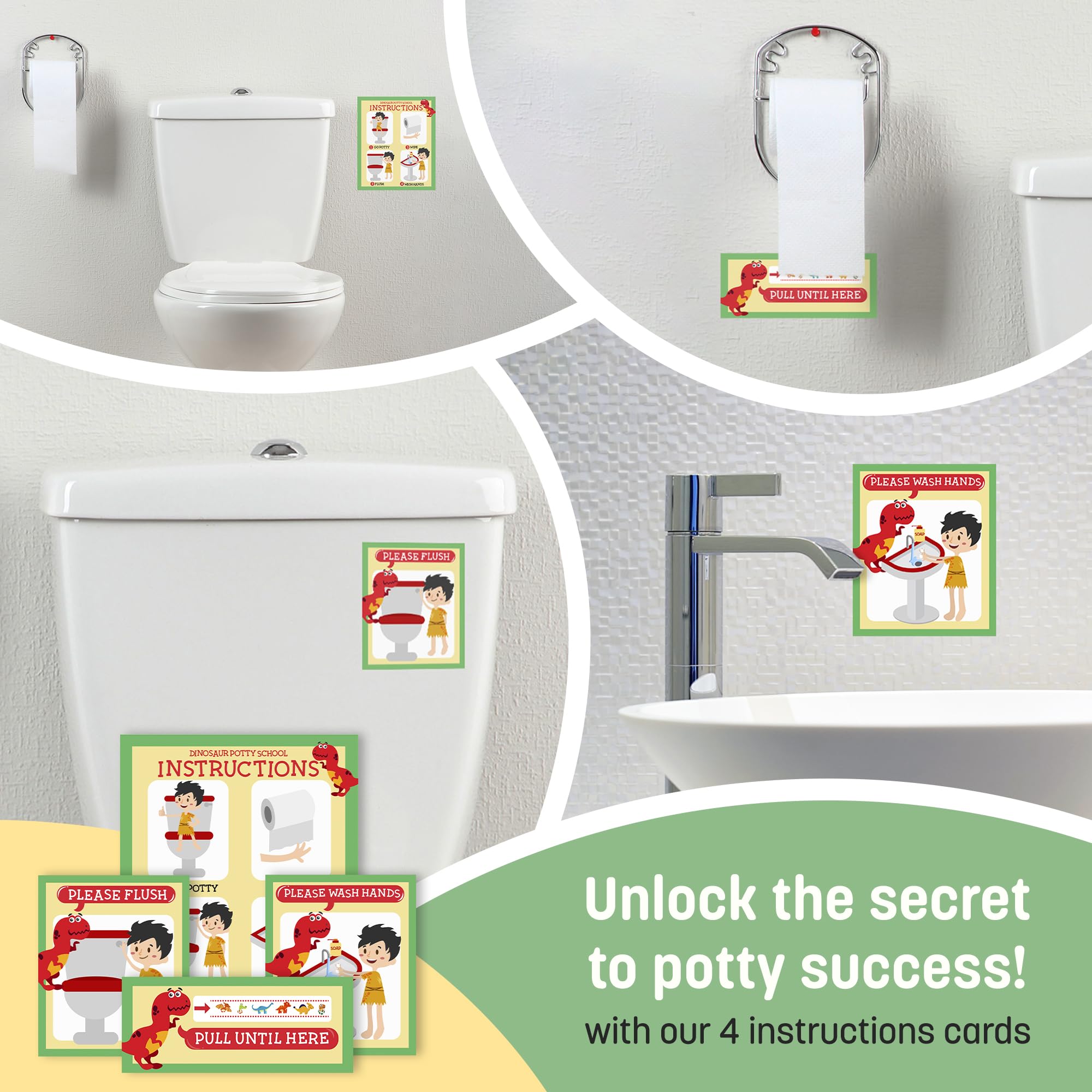 Dinosaur Potty Training Chart for Toddlers - 194 Stickers, 2 Crowns, Motivational Certificate & Erasable Pen | Reward System for Boys & Girls | Perfect for Daycare, Preschool & Home Use