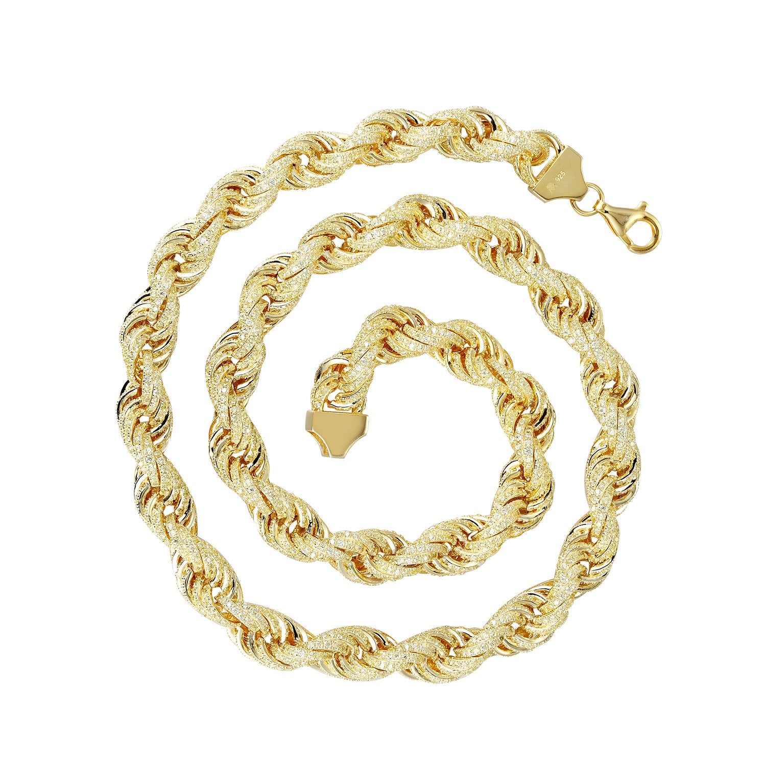 14K Gold Plated Rope Chain Necklace for Women - Sterling Silver Jewelry for Everyday Wear & Special Occasions