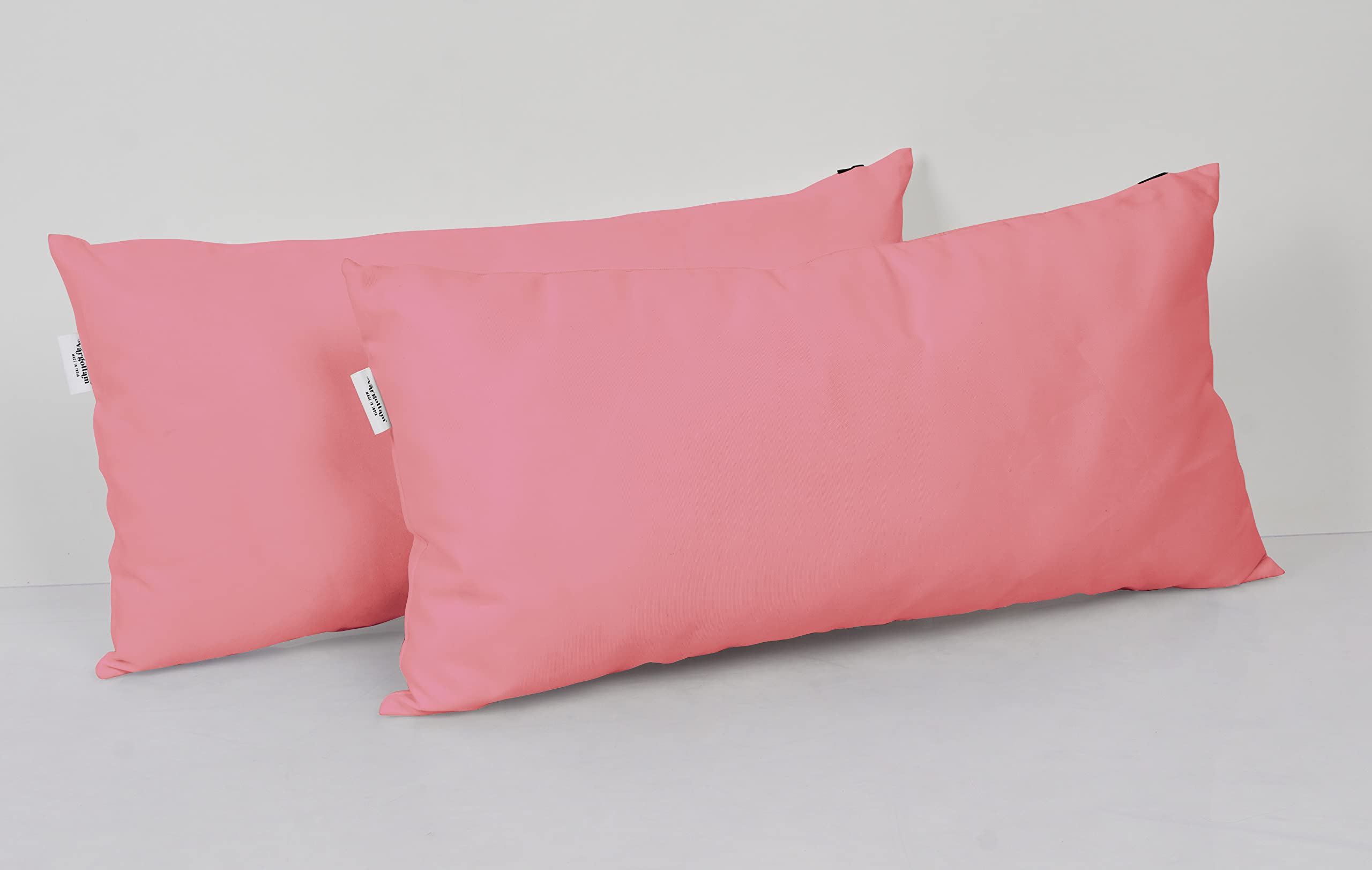 Waterproof All-Weather Polyester Lumbar Pillow Set of 2 - Indoor/Outdoor Decorative Throw Pillows for Sofa, Patio Furniture & Garden - Rose Pink