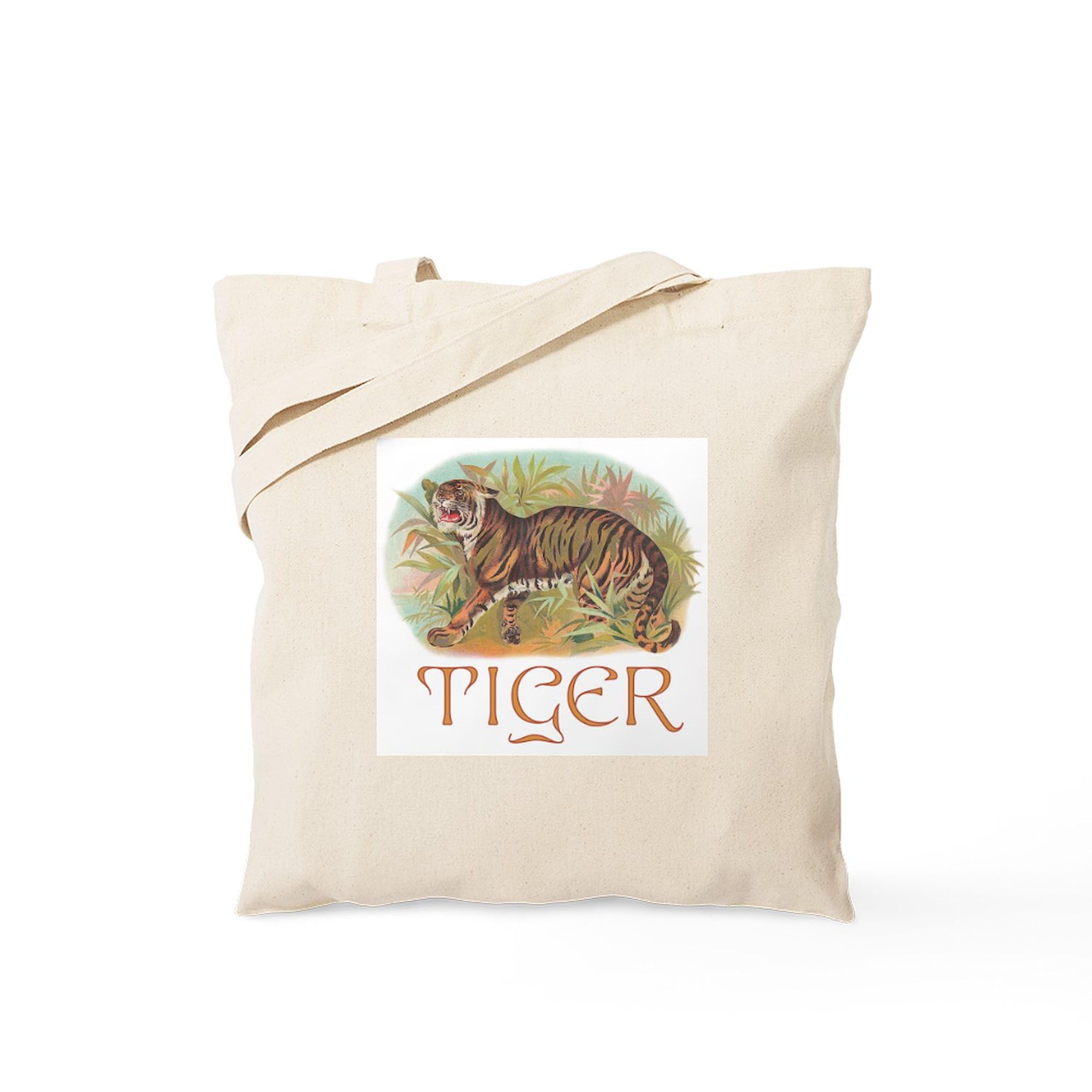 Jungle Tiger Tote Bag - Natural Canvas Reusable Shopping Bag for Groceries, Beach & Everyday Use | Eco-Friendly Cotton Tote with Animal Print Design
