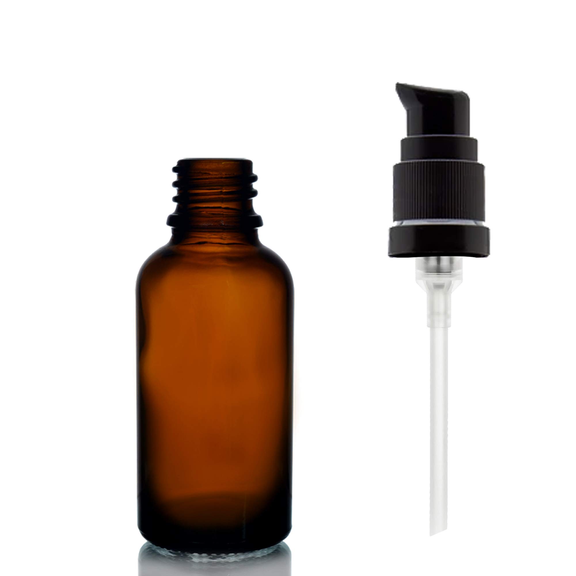 Amber Glass Bottles with Lotion Pump & Black Cap - 50ml (Set of 4) for Essential Oils, DIY Skincare, Cosmetics | Leakproof Travel Containers for Home, Salon & On-the-Go Use