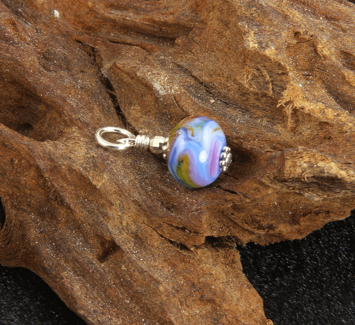 Rainbow Swirls Lampwork Glass Charms - Handmade Sterling Silver Jewelry for Bracelets, Necklaces & DIY Crafting - Perfect for Gifts & Boho Style Accessories
