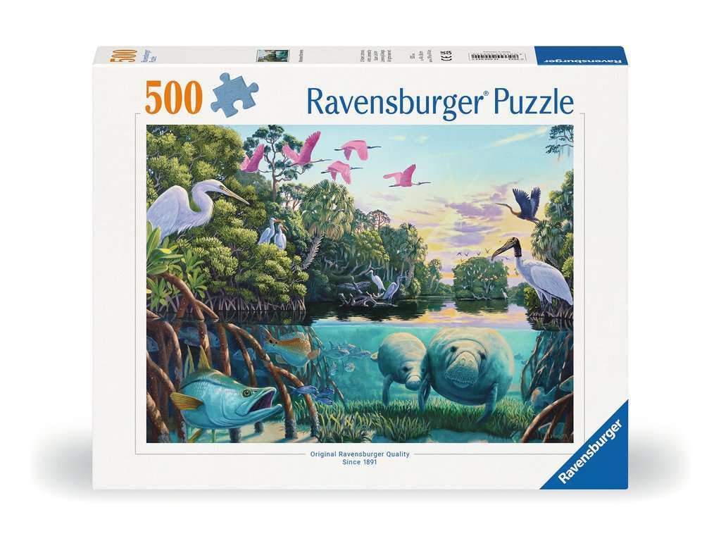 Ravensburger 12000044 - Manatee Moments - 500 Piece Jigsaw Puzzle for Adults & Kids Ages 12+ | Animal Puzzle for Family Game Night & Relaxation