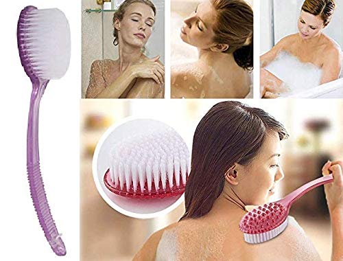BOXO Long Handle Back Bath Brush with Loofah - Full Body Exfoliating & Massaging Scrubber for Shower or Bath - Pack of 1 - Perfect for Hard-to-Reach Areas & Relaxing Spa Experience at Home