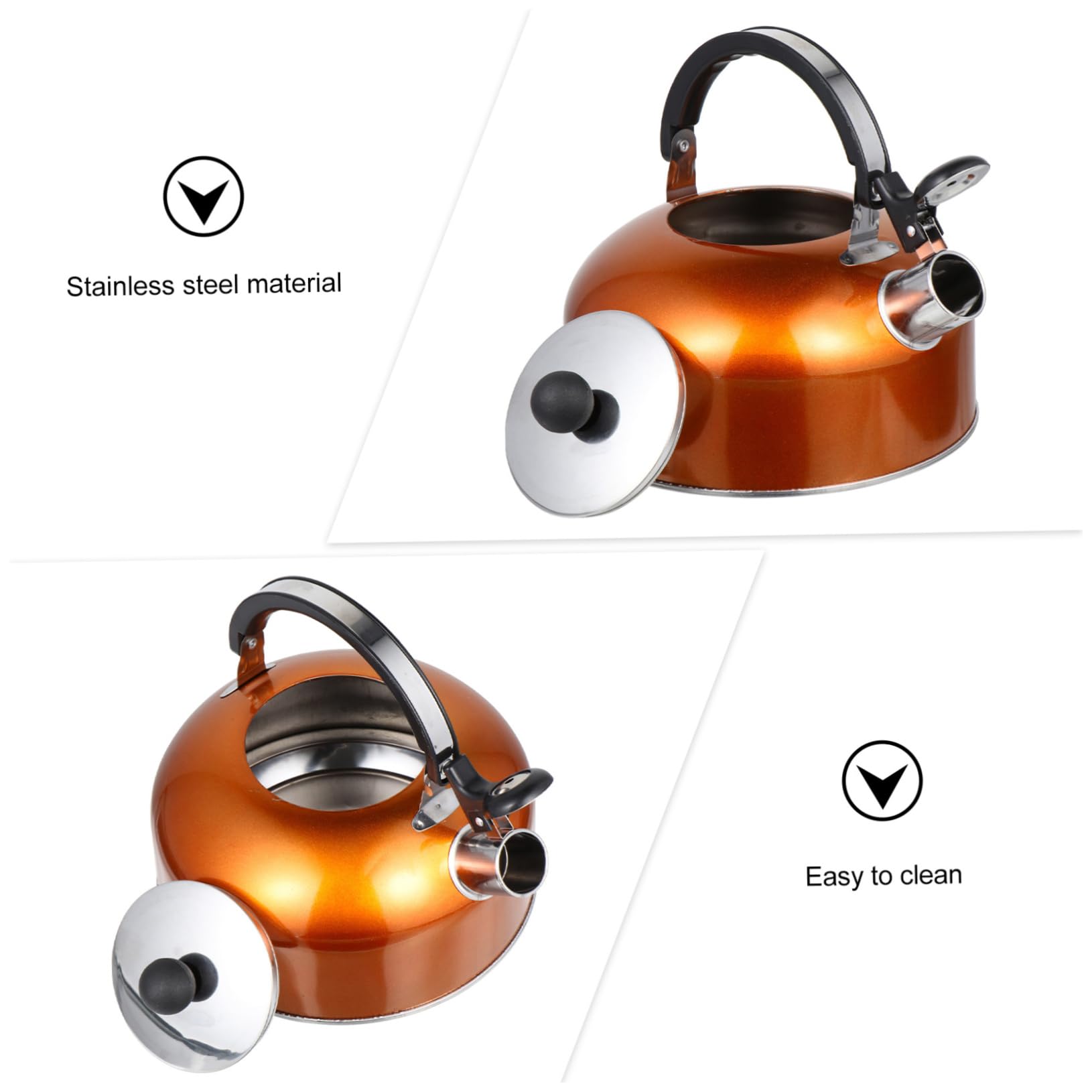 Hemoton 2.5L Stainless Steel Whistling Tea Kettle - Stovetop Safe Flat Bottom Teapot for Coffee & Tea Brewing - Perfect for Home, Office & Camping Use