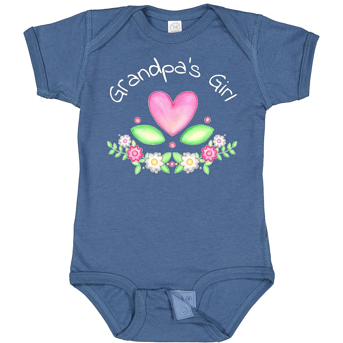 Inktastic Grandpa's Girl Heart Flowers Baby Bodysuit - Cute Infant Onesie for Grandparents Day, Family Photos & Special Occasions