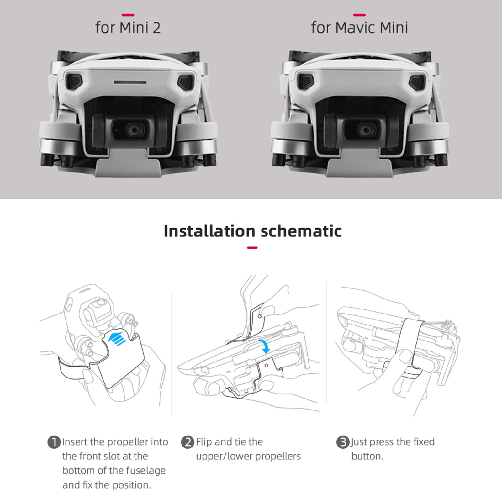 CHICIRIS Mini Propeller Holder for DJI Mavic Mini 1/2 - Stabilizer & Accessory Lock with Fixing Strap, TPR Adjustable Drone Accessories | Perfect for Travel Storage & Drone Protection