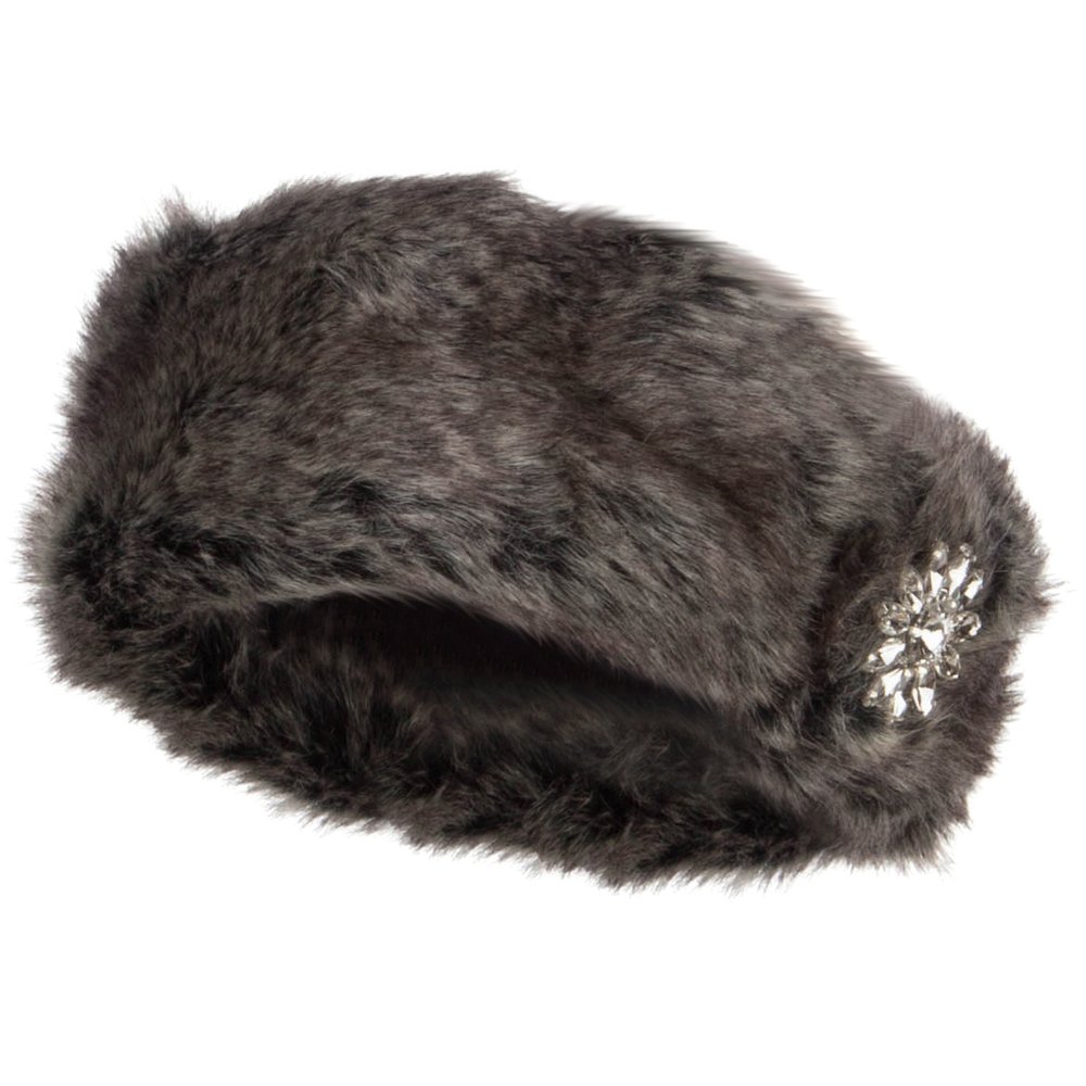 Elegant Fur Headband with Flower Stone - Winter Fashion Hair Accessory for Women & Girls - Perfect for Parties, Weddings, and Cold Weather Outfits